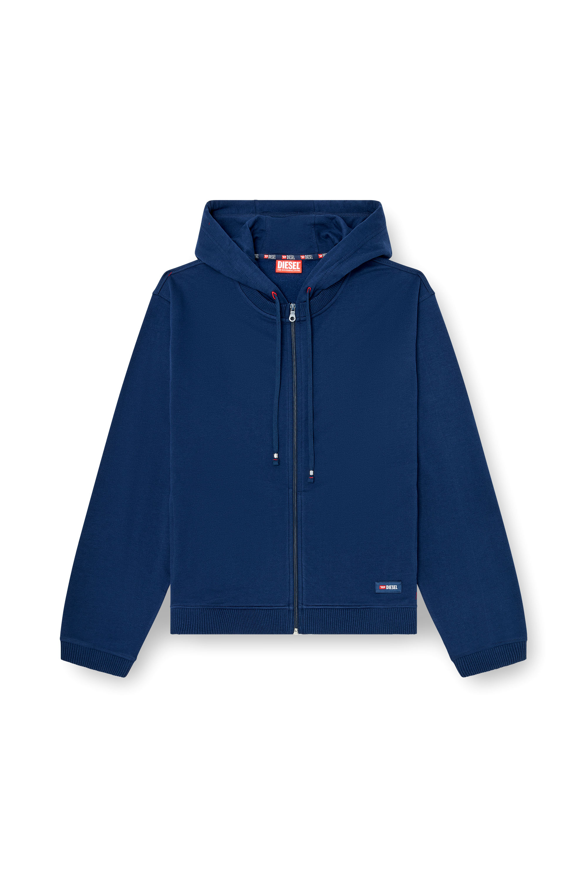 Diesel - JOY-D-CORE, Sweat &agrave; capuche en m&eacute;lange de coton gratt&eacute; Homme in Bleu - 2