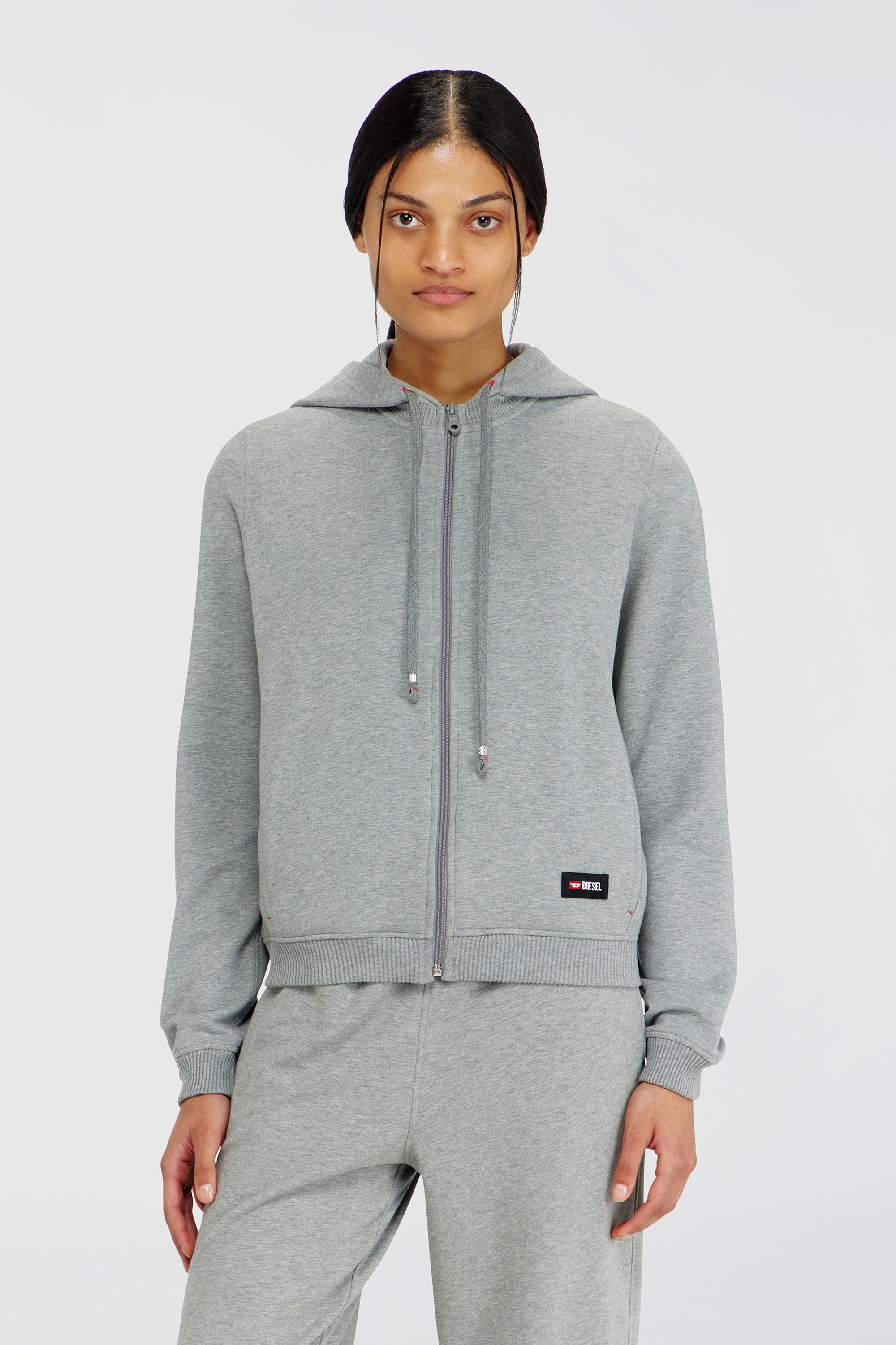 Diesel - HARRIET-D-CORE, Sweat &agrave; capuche en m&eacute;lange de coton gratt&eacute; Femme in Gris - 1