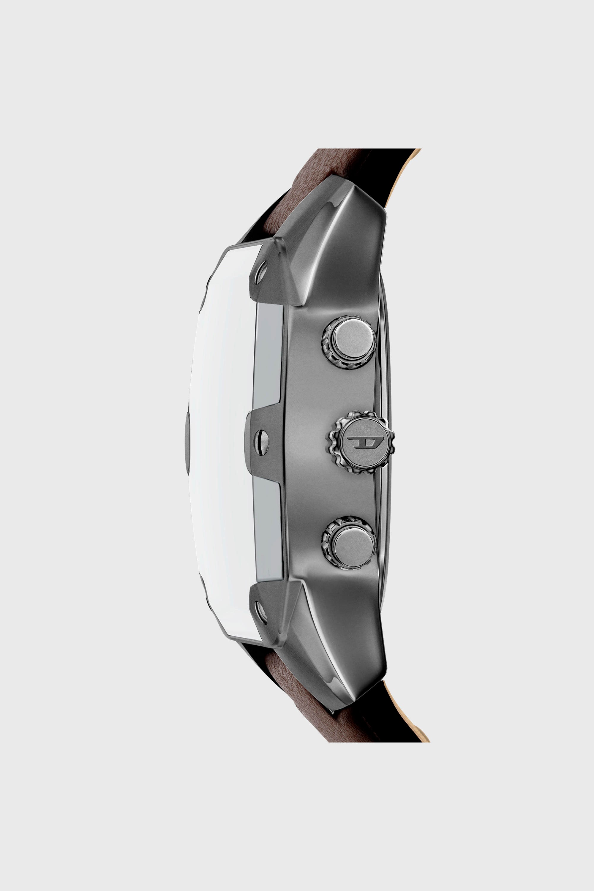 Diesel - DZ4737 WATCH, Montre Spiked Cushion avec bracelet en cuir marron Homme in Marron - 2