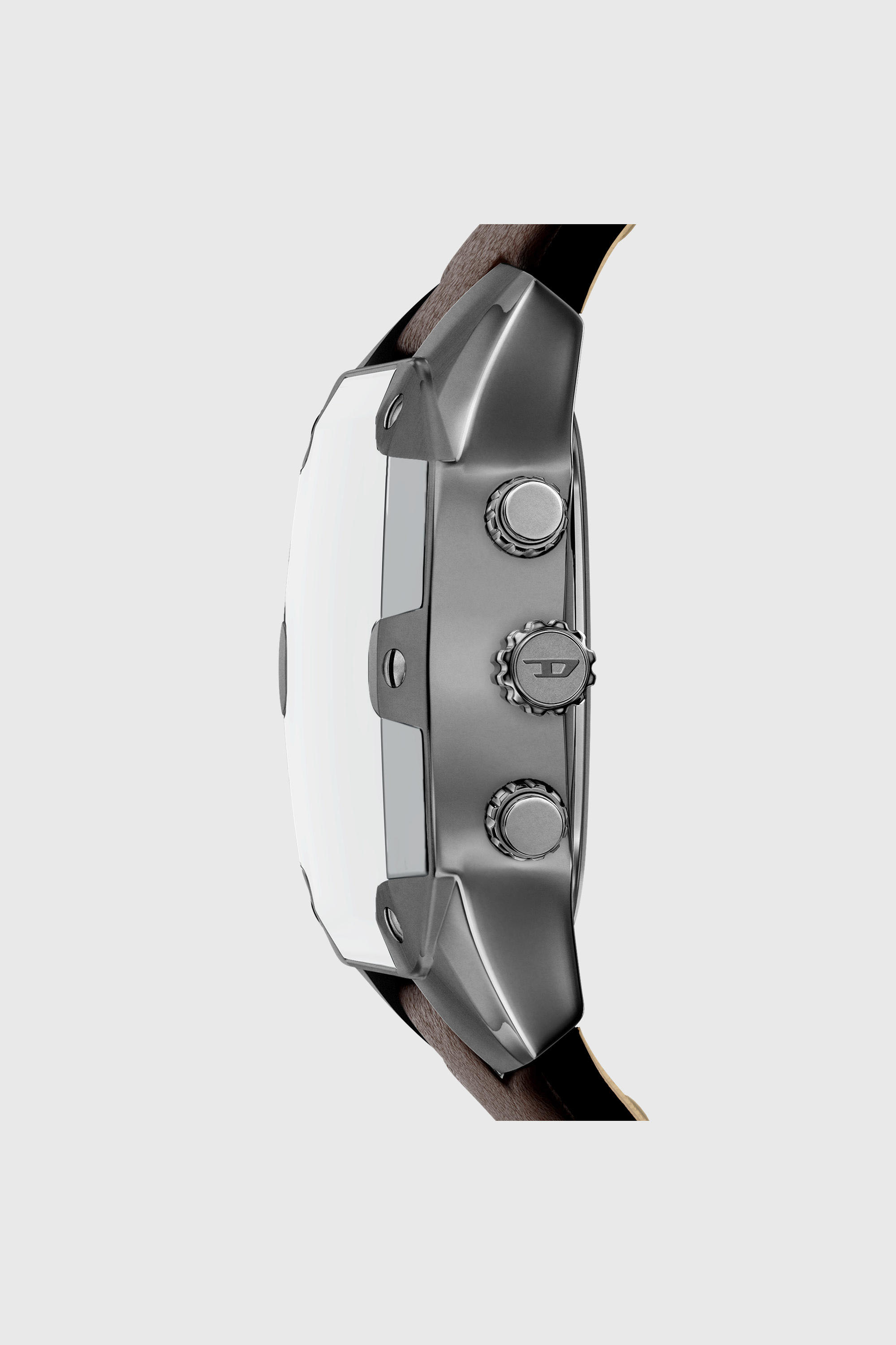 Diesel - DZ4737 WATCH, Montre Spiked Cushion avec bracelet en cuir marron Homme in Marron - 2