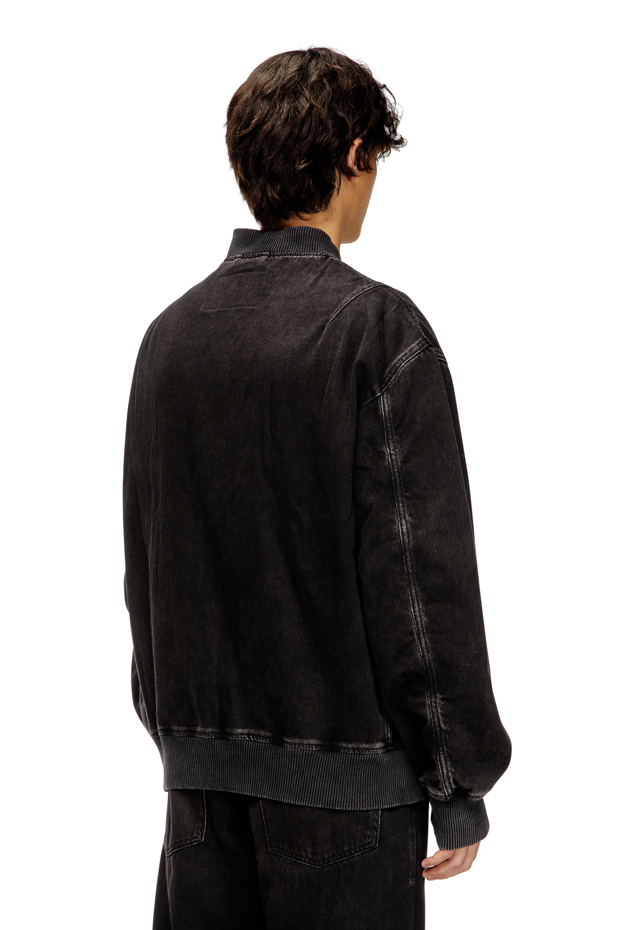 Diesel - D-VINZ, Veste bomber en denim délavé Homme in Noir - 4