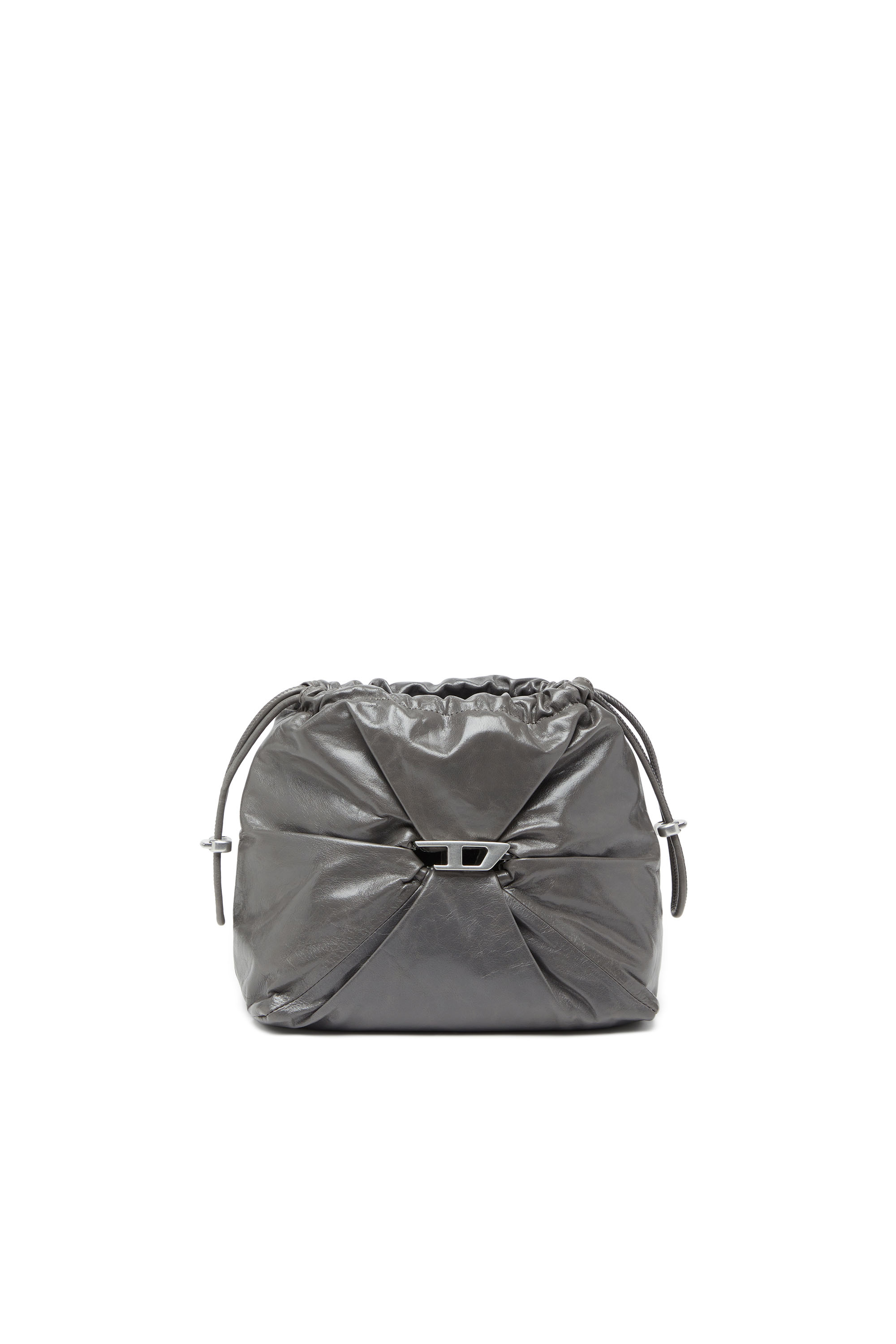 Diesel - SCRUNCH-D BUCKET, Scrunch-D-Sac seau en cuir froissé et brillant Femme in Gris - 6