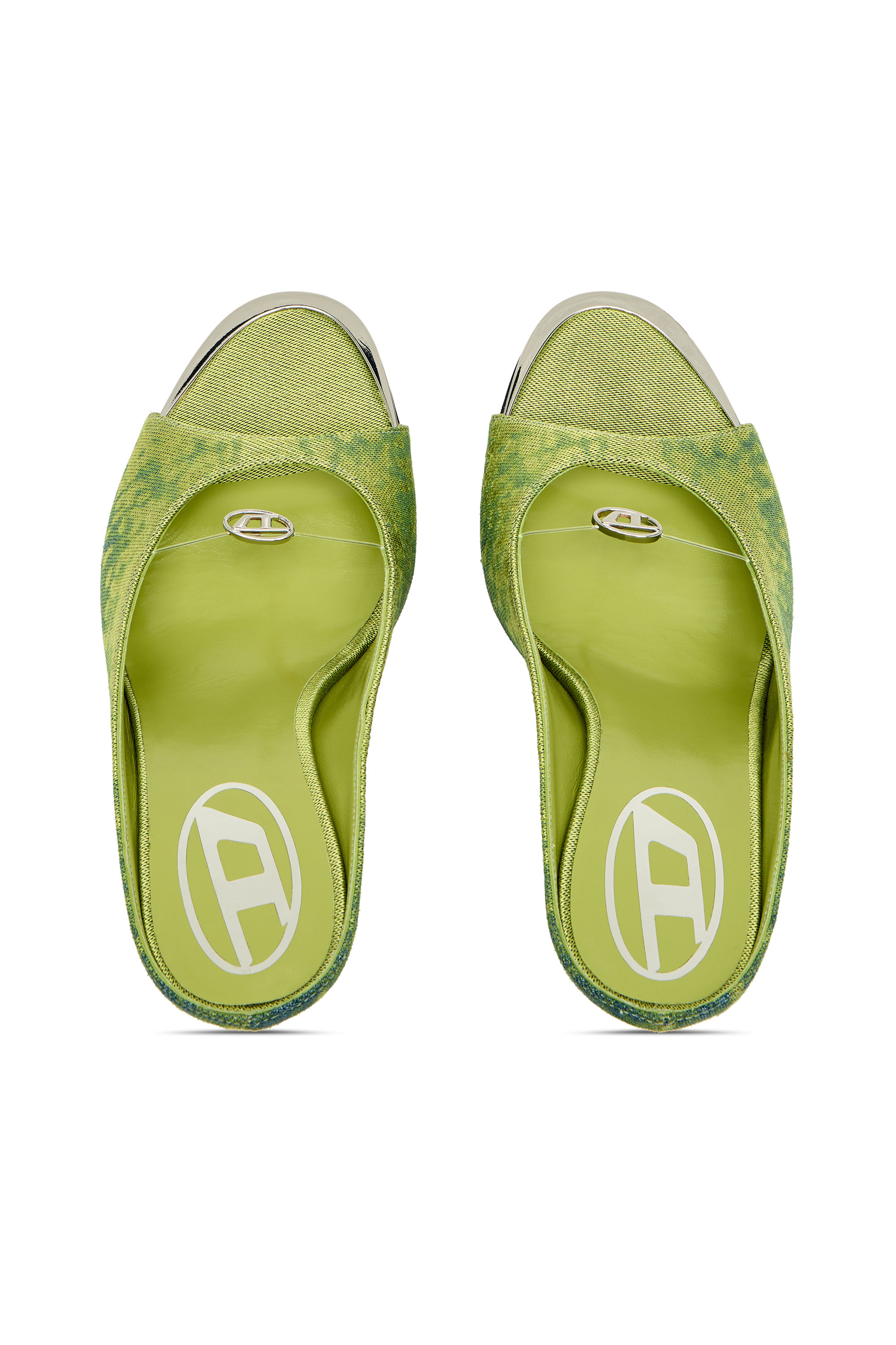 Diesel - D-DIAM'S SA 90, D-Diam&rsquo;s-Mule en denim haute avec Oval D flottant Femme in Vert - 4