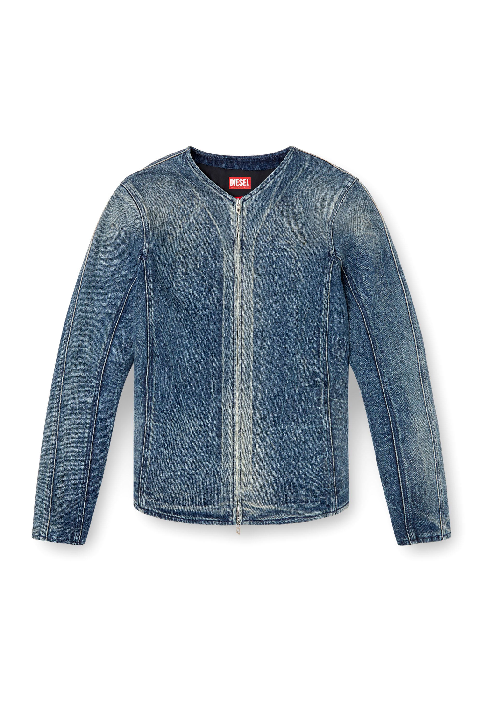 Diesel - D-CARDI-FSG, Veste en denim Ghost embossé Homme in Bleu - 3