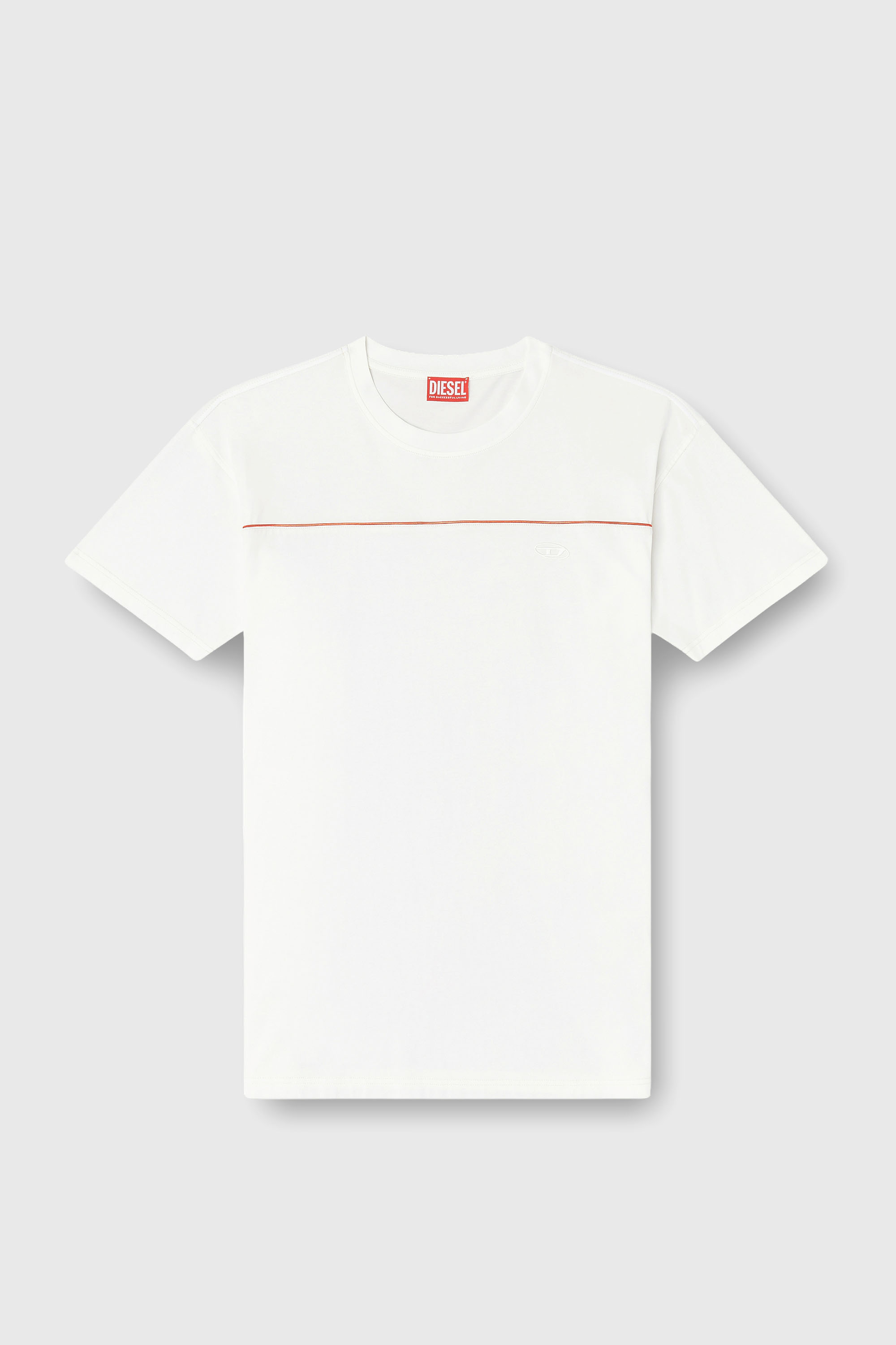 Diesel - T-NORM-PIPING, T-shirt avec passepoil contrastant Homme in Blanc - 2