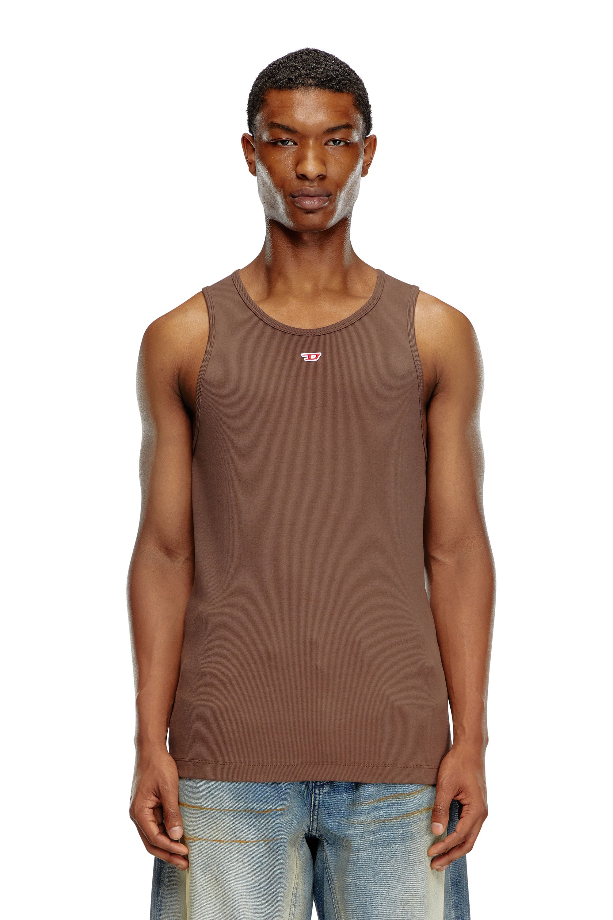 Diesel - T-LIFTY-D, Man Tank top with mini D logo patch in Brown - Image 5