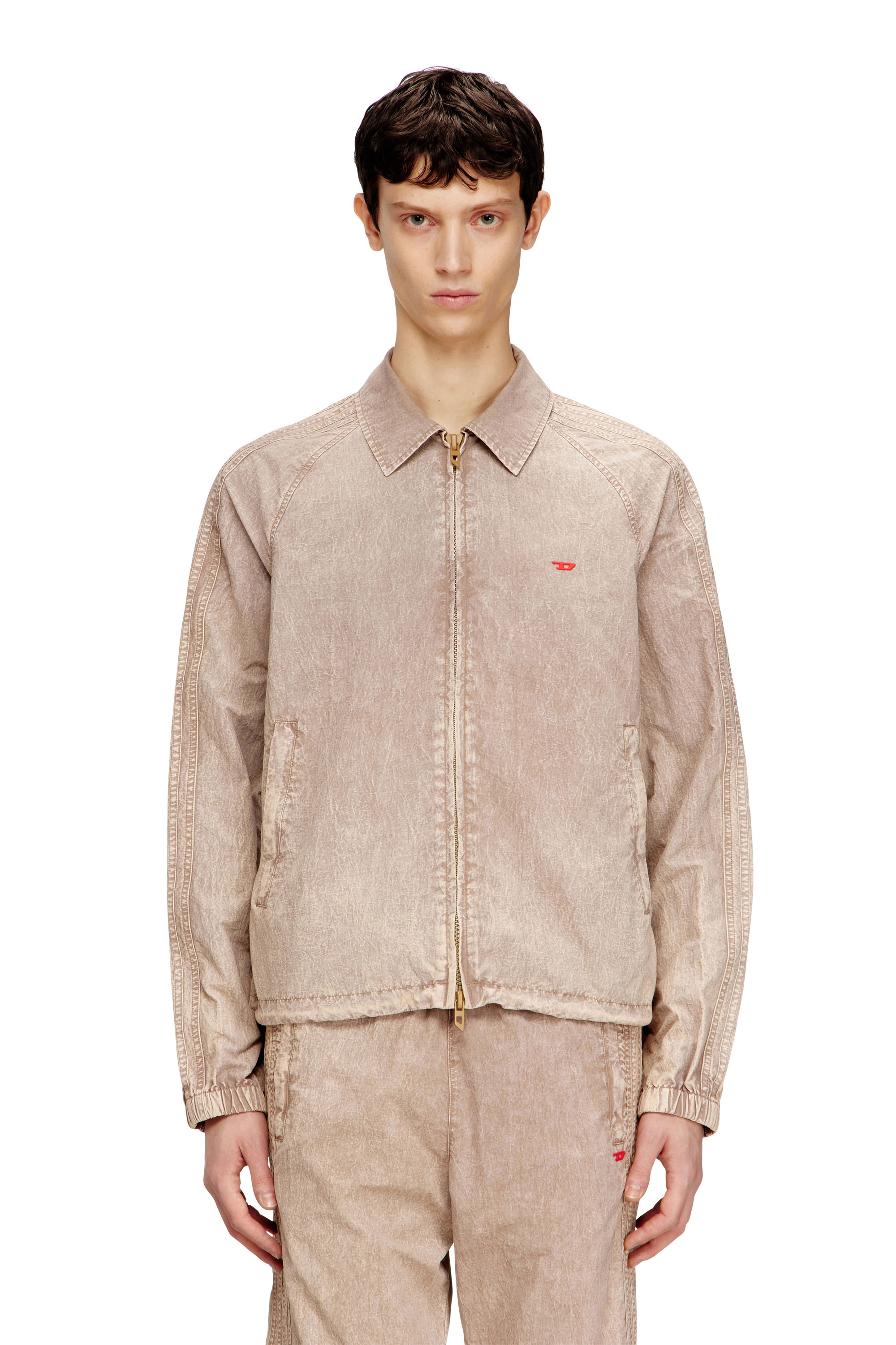 Diesel - J-FENIC-AG, Veste en taslan avec manches ray&eacute;es Mixte in Beige - 2