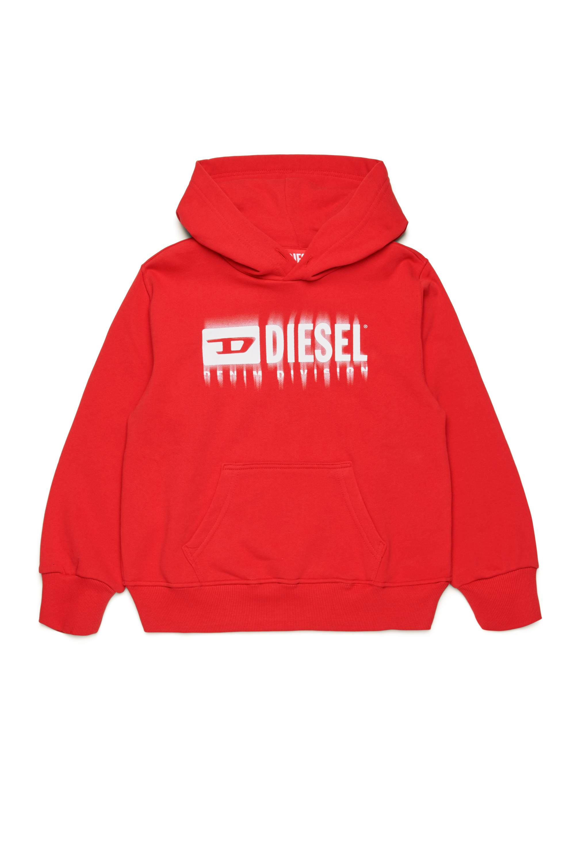 Diesel - SGINNHOODL5 OVER, Homme Sweat-shirt à capuche avec logo taché in Rouge - Image 1