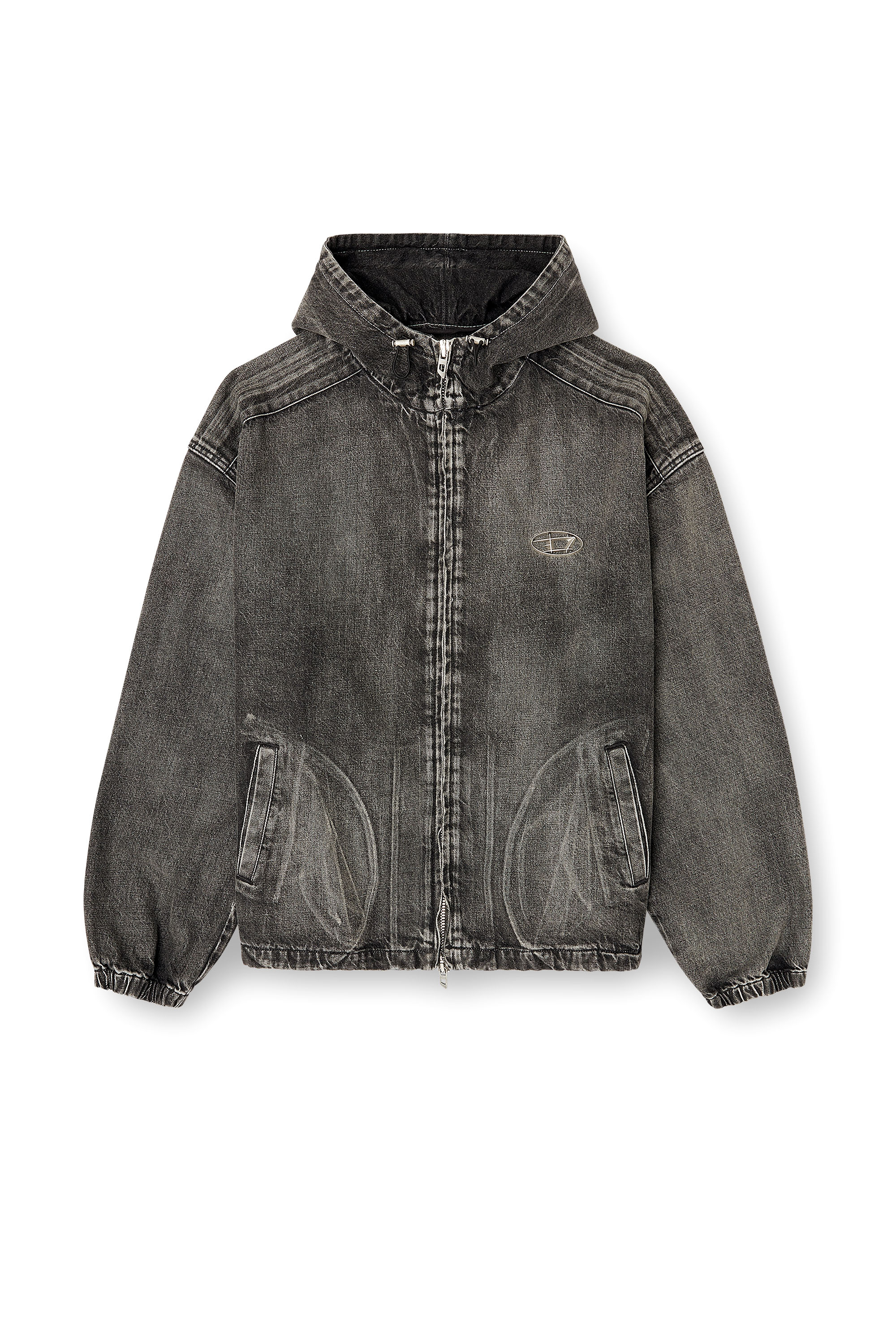 Diesel - THUGJACK, Veste à capuche en denim délavé Mixte in Noir - 3
