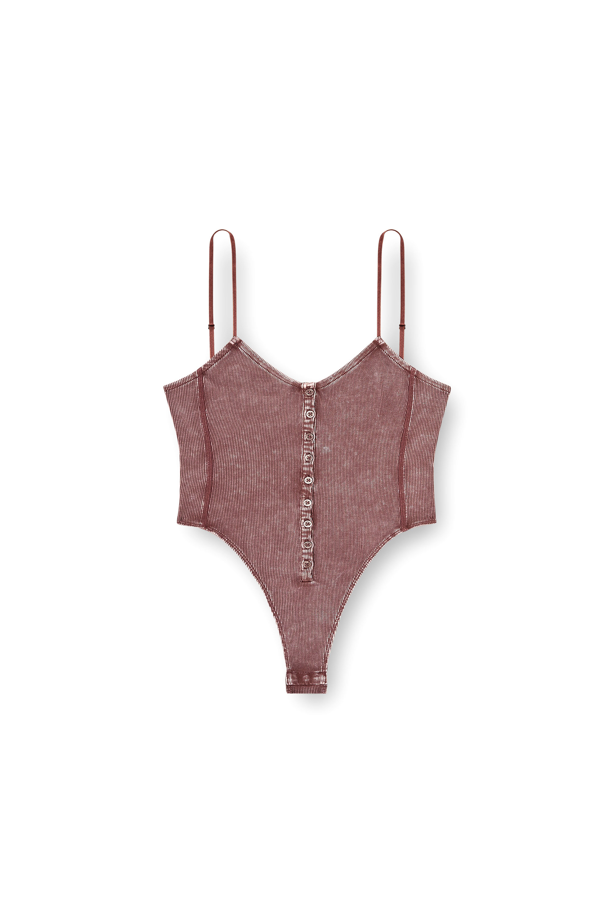 Diesel - T-LEY, Body-string en jersey c&ocirc;tel&eacute; marbr&eacute; Femme in Marron - 3