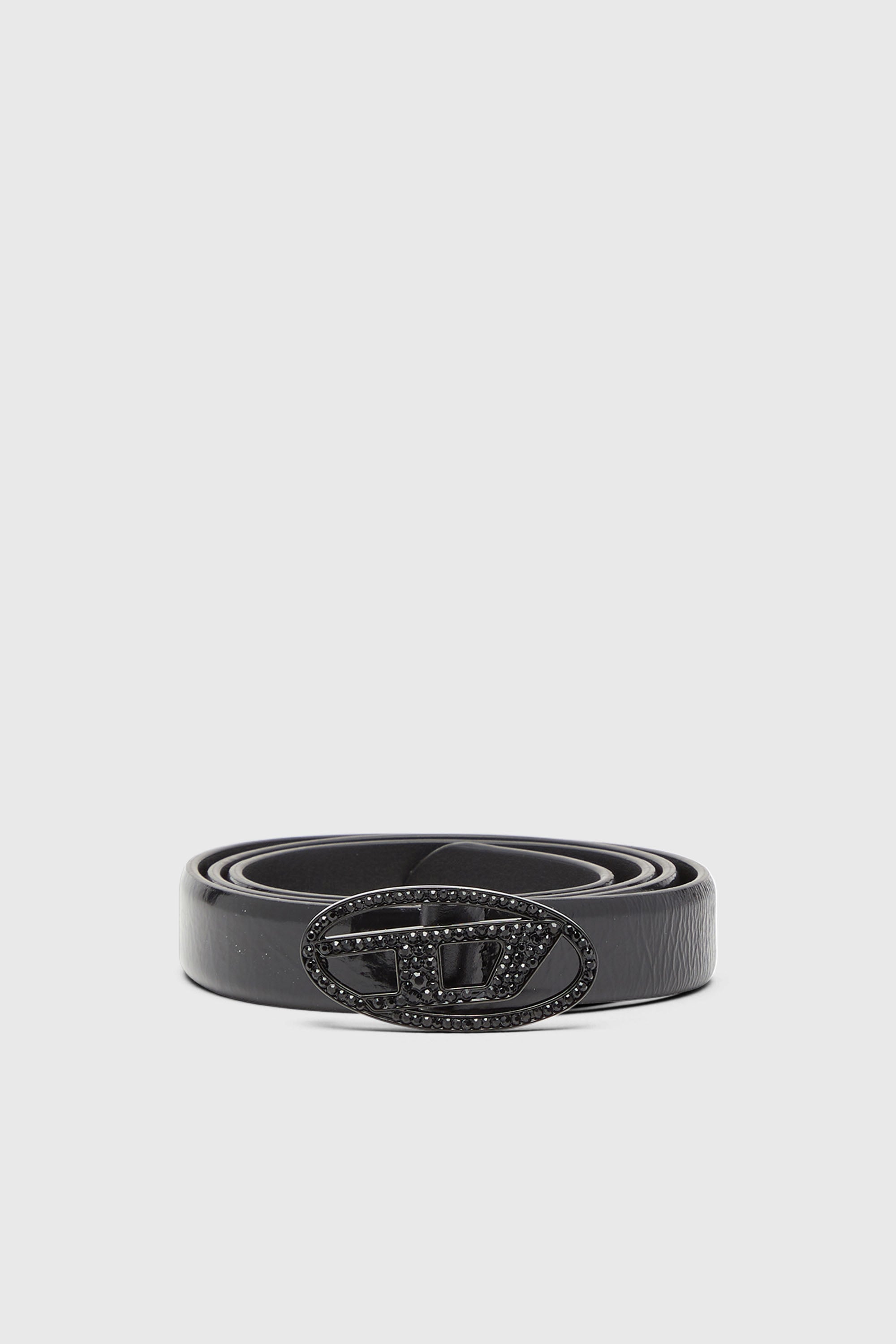Diesel - B-1DR STRASS 20, Ceinture 2 cm en cuir avec boucle de cristal Femme in Noir - 1