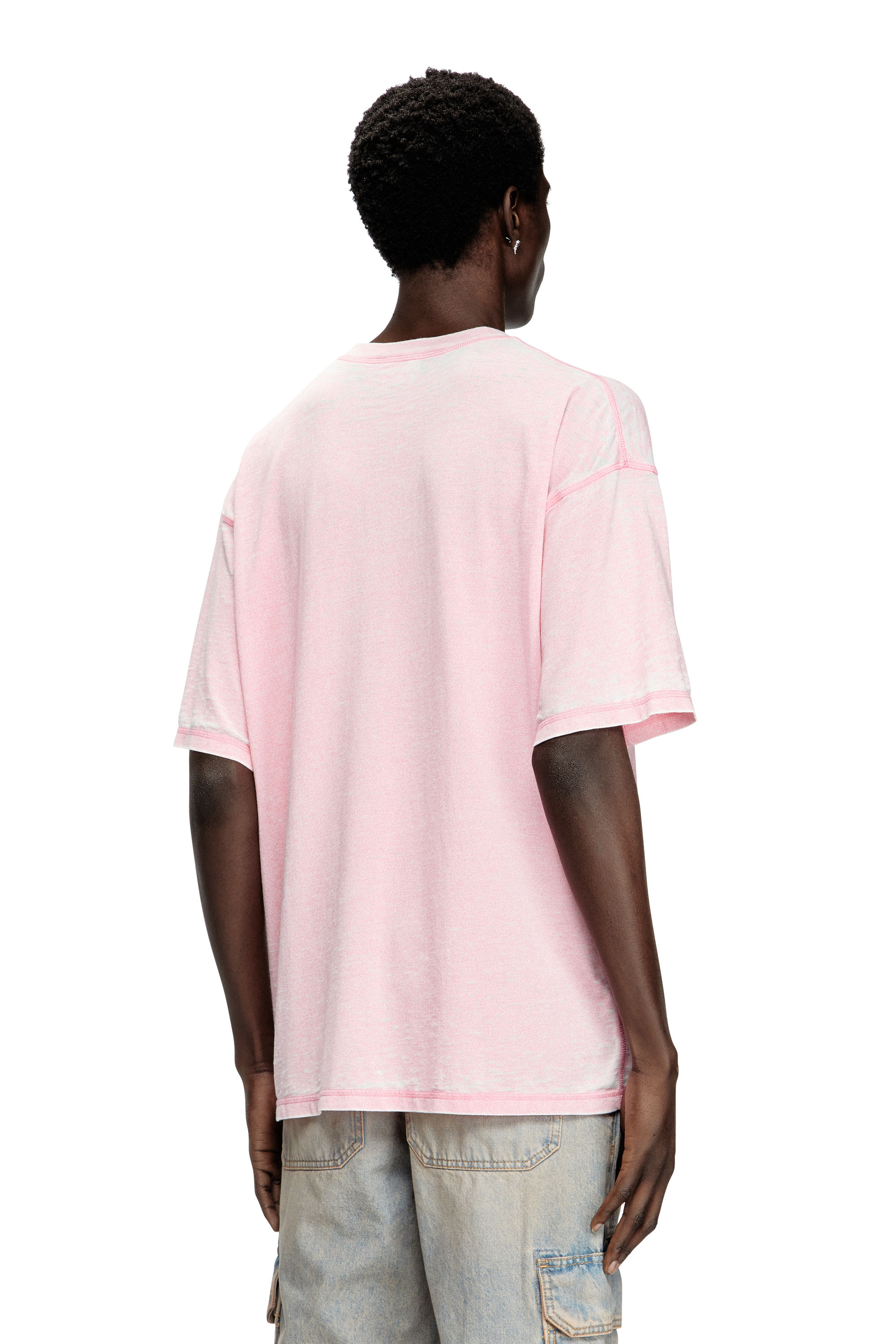 Diesel - T-BOXT-PAK, T-shirt burnout avec logo aspect métal Homme in Rose - 4