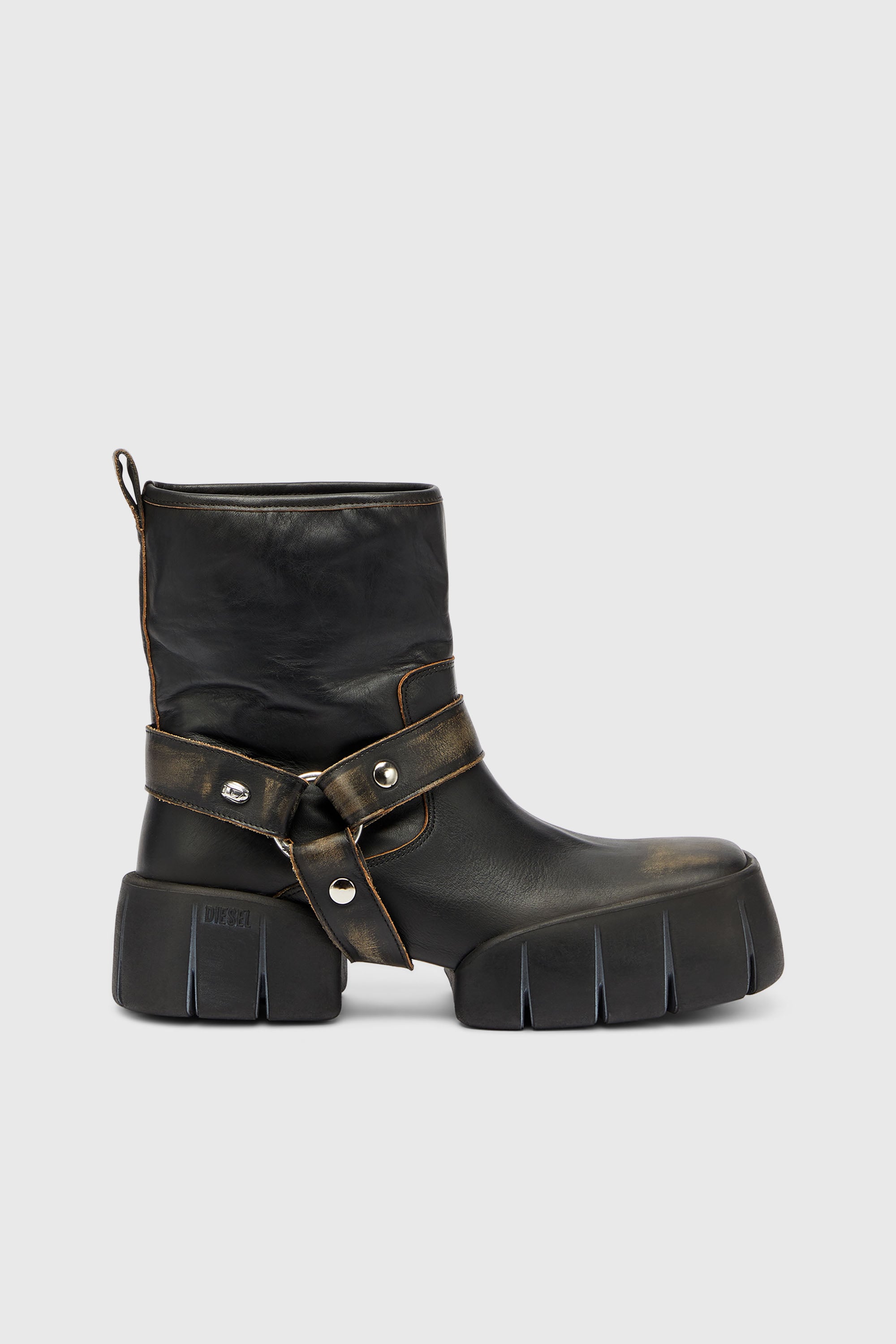 Diesel - D-TEX TU, D-Tex - Bottes biker en cuir effet vieilli Homme in Marron - 1