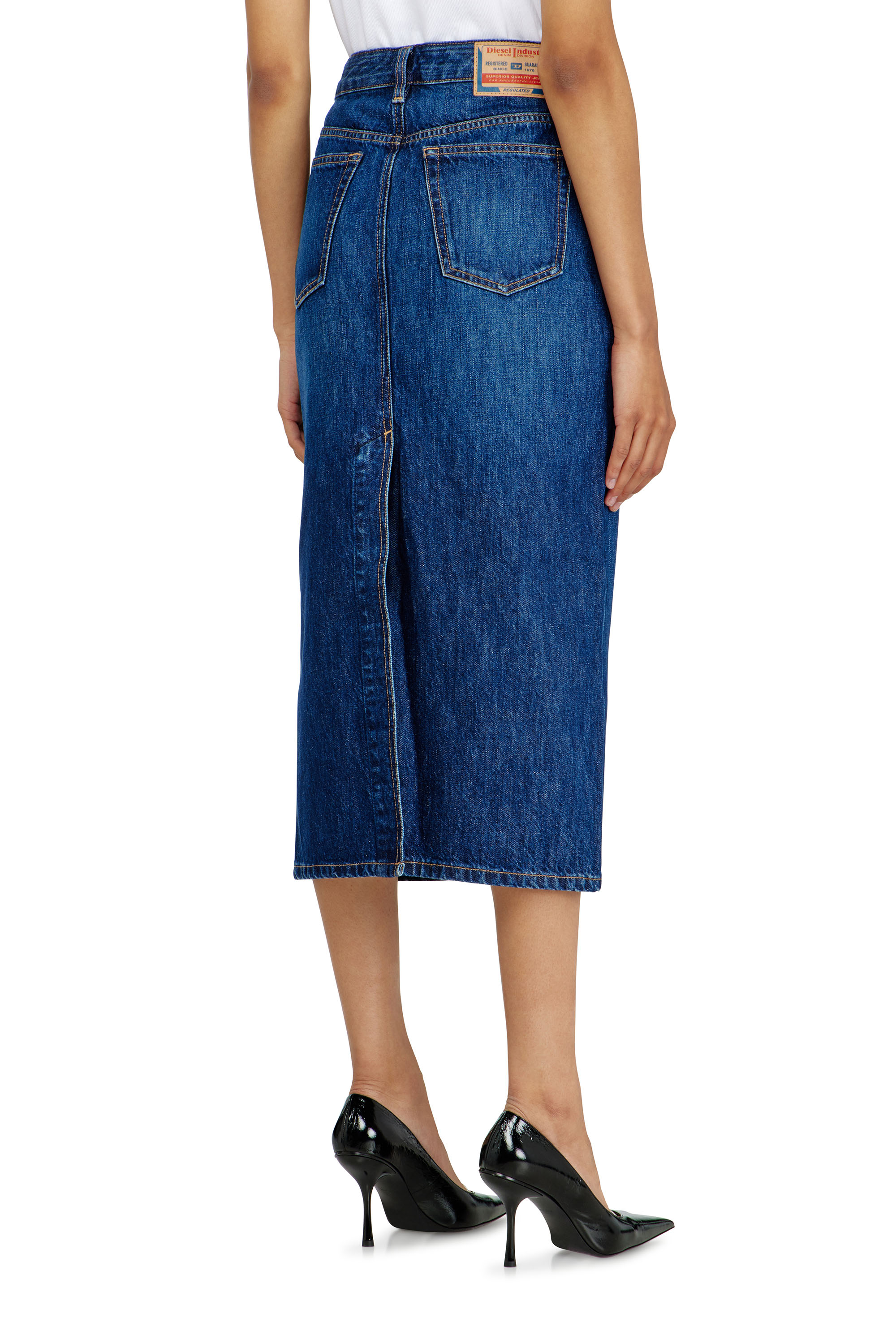 Diesel - DE-SKYE-D, Jupe midi en denim Femme in Bleu - 4