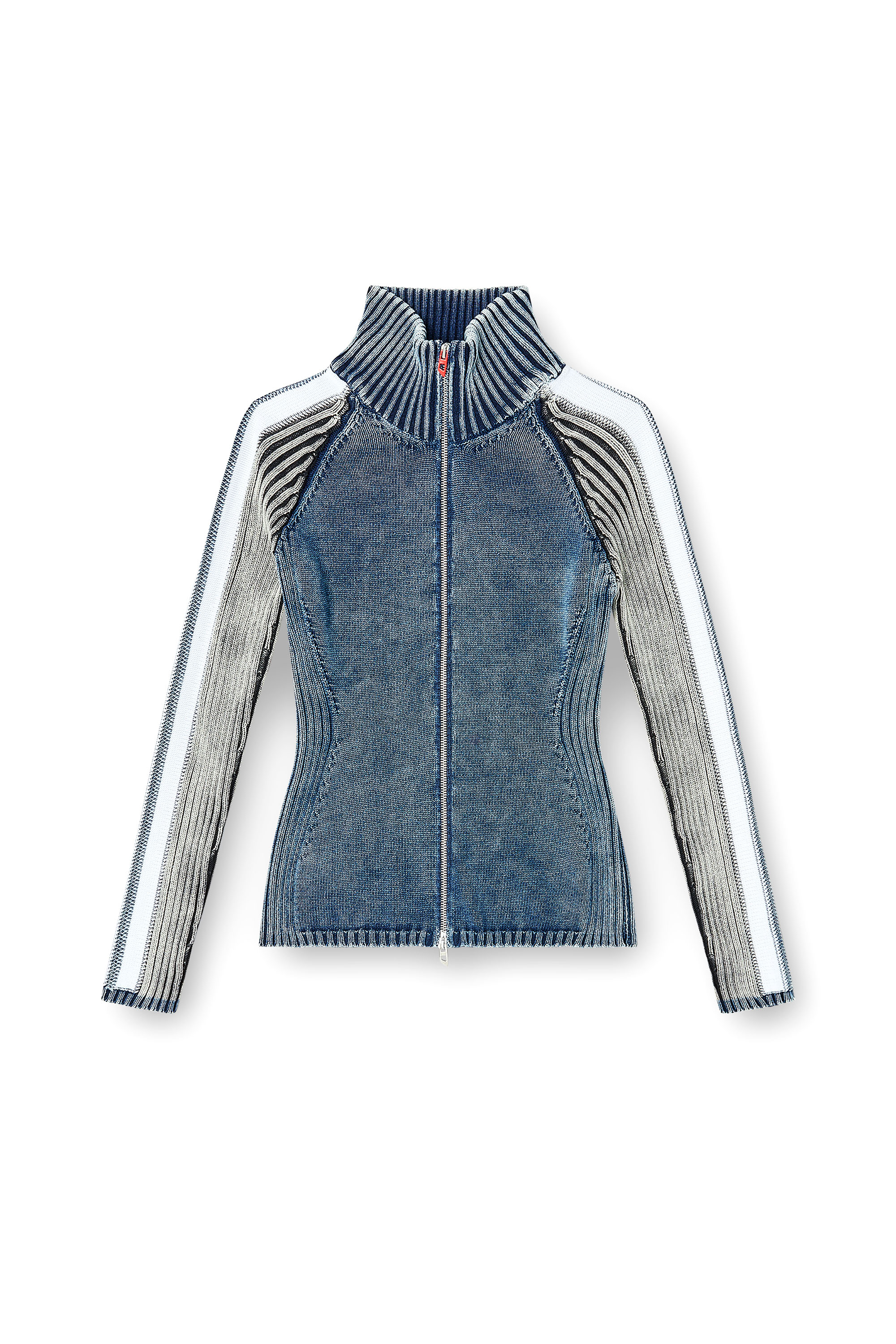 Diesel - M-ESTRELLA, Cardigan zippé avec bandes sportives Femme in Polychrome - 3