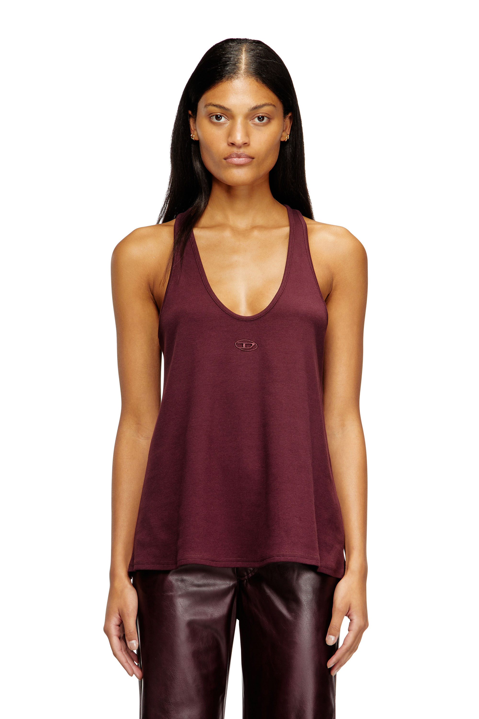 Diesel - FR-T-IPSYA, Débardeur burgundy avec détail Oval D Femme in Rouge - 1