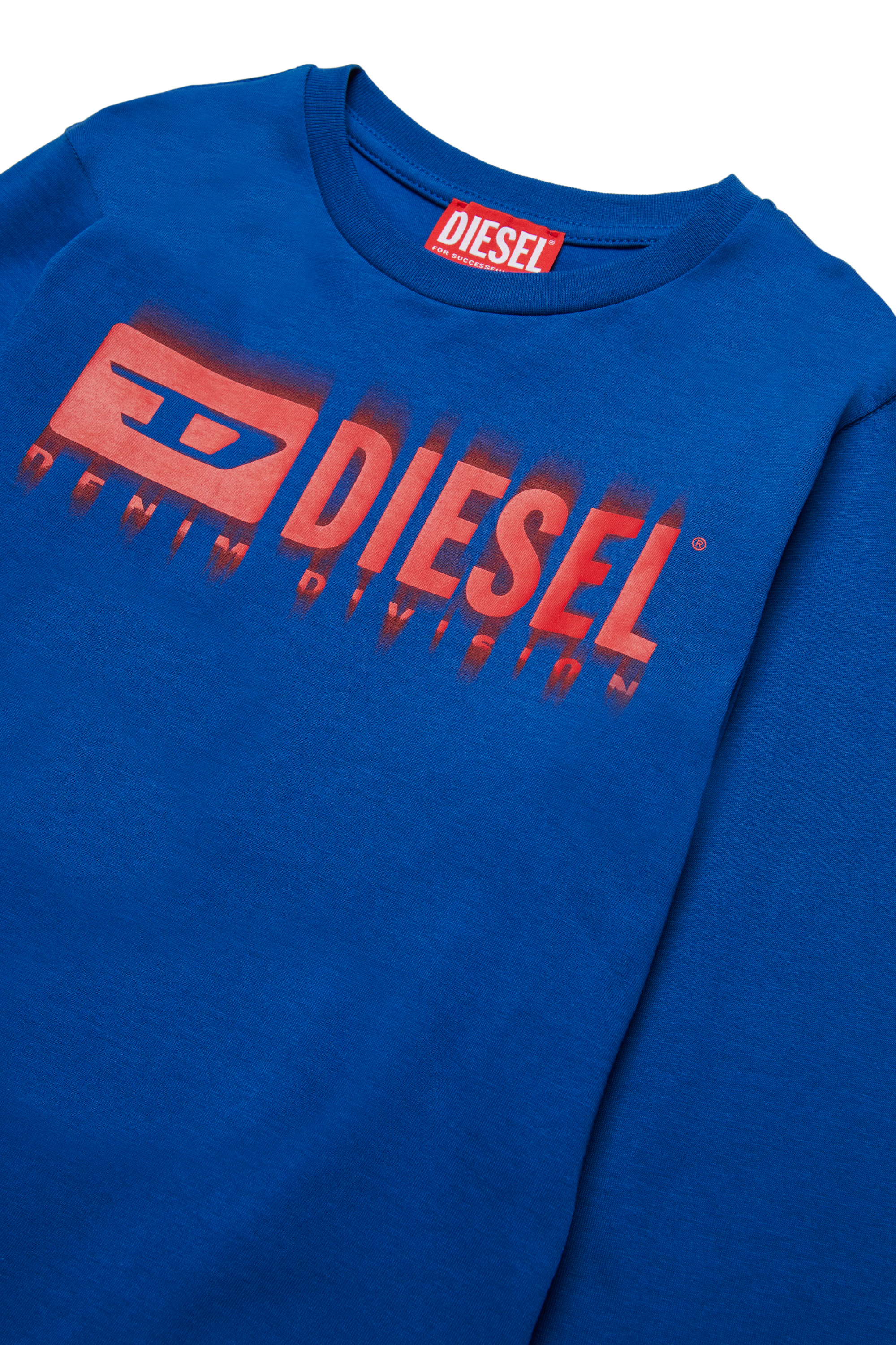 Diesel - TDIEGORL6LS, T-shirt à manches longues avec logo taché Homme in Bleu - 3