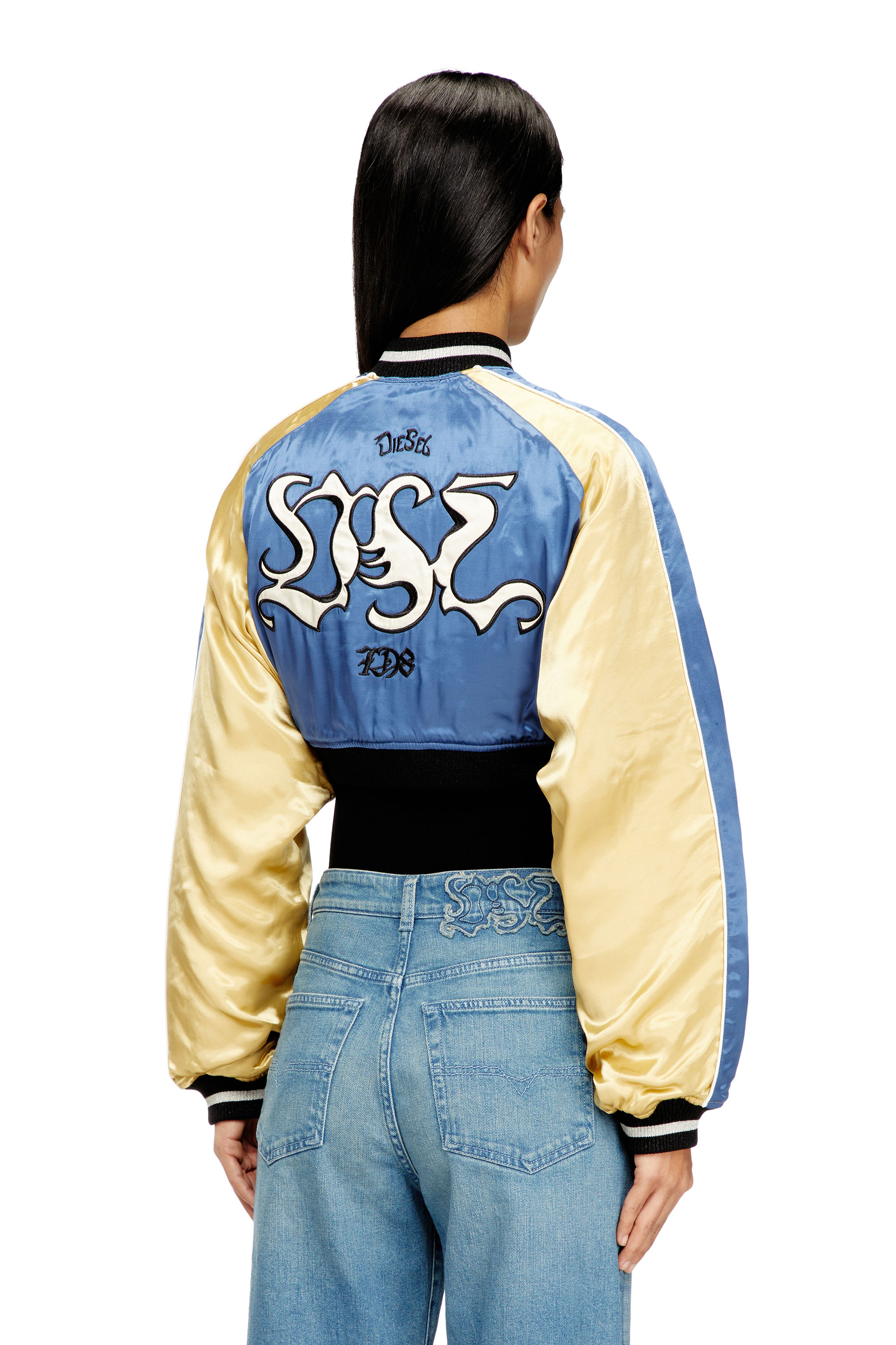 Diesel - G-OSPEL-CP, Veste souvenir courte en satin Femme in Polychrome - 4