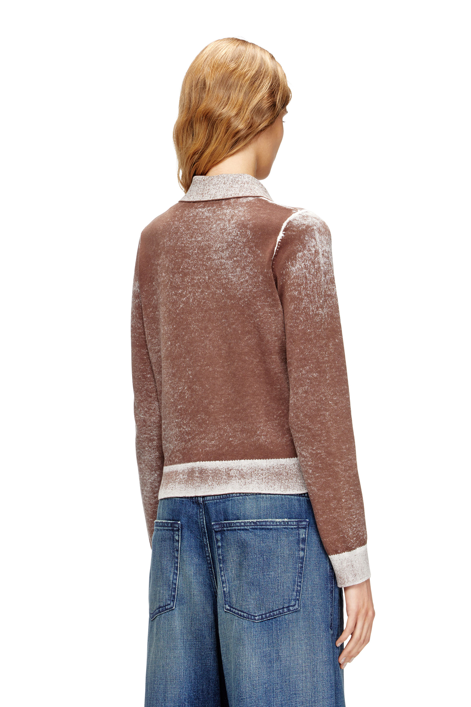 Diesel - M-LOREN, Cardigan avec impression inversée délavée Femme in Marron - 4