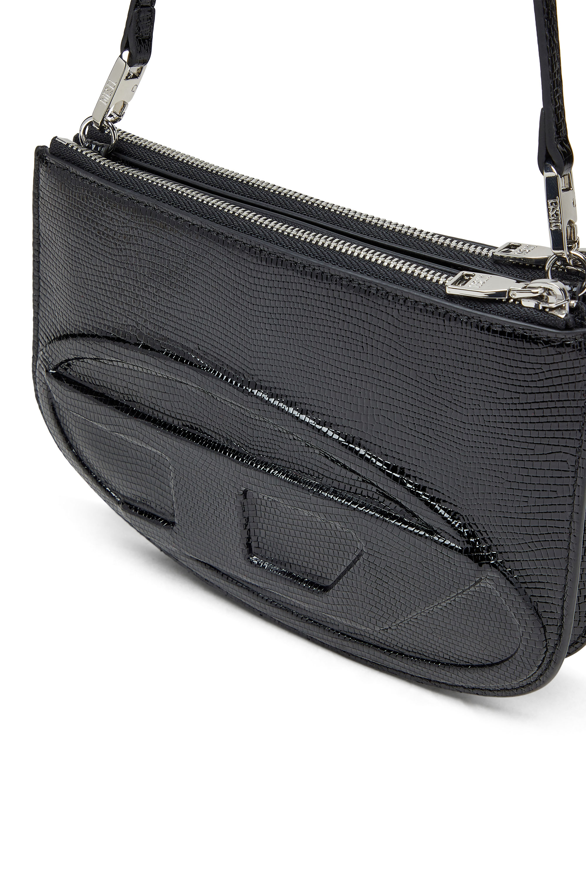 Diesel - 1DR TWIN, Sac à épaule à double pochette en cuir embossé Femme in Noir - 5