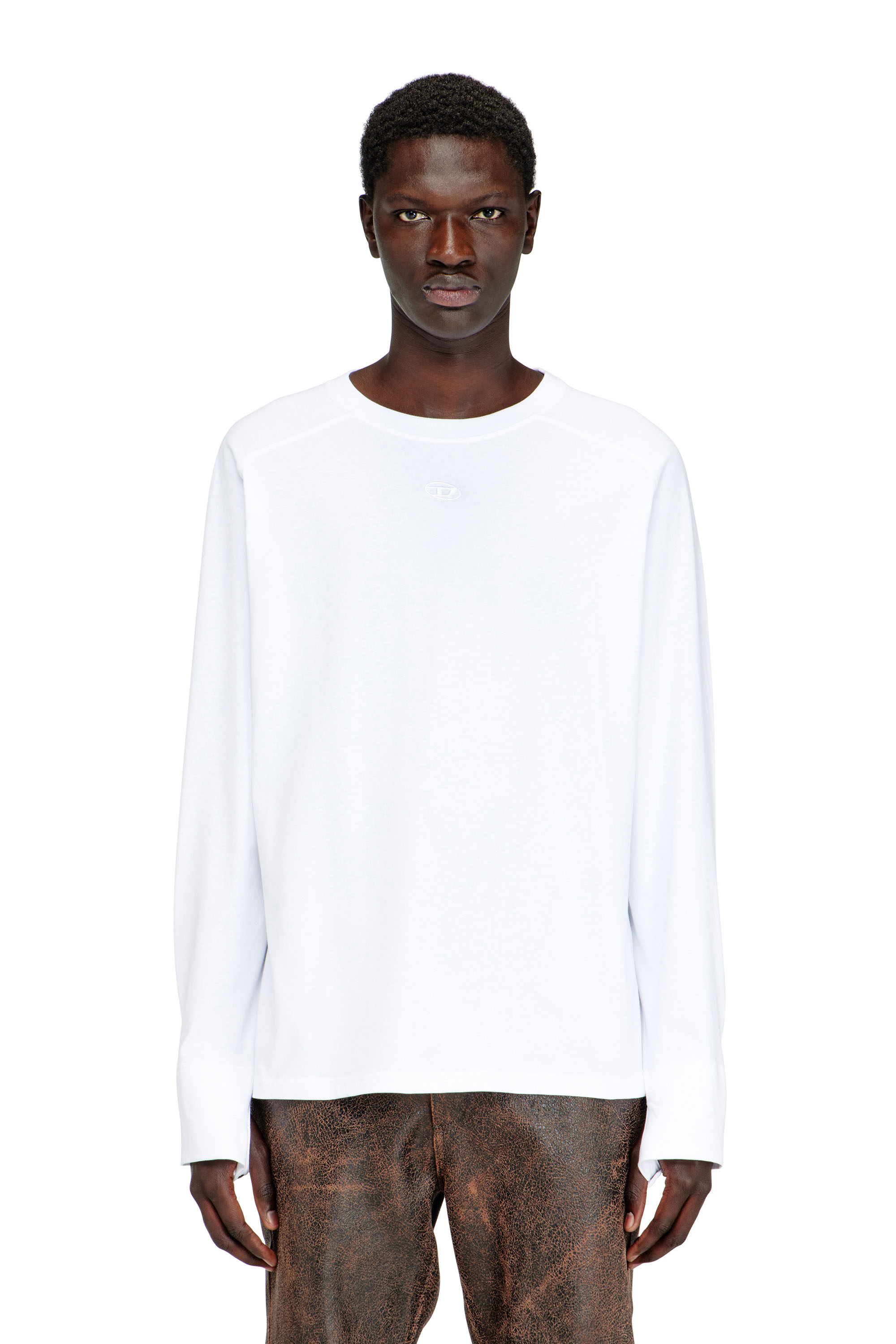 Diesel - T-KRISTIAN, T-shirt avec poignets &agrave; d&eacute;tail biker Homme in Blanc - 1