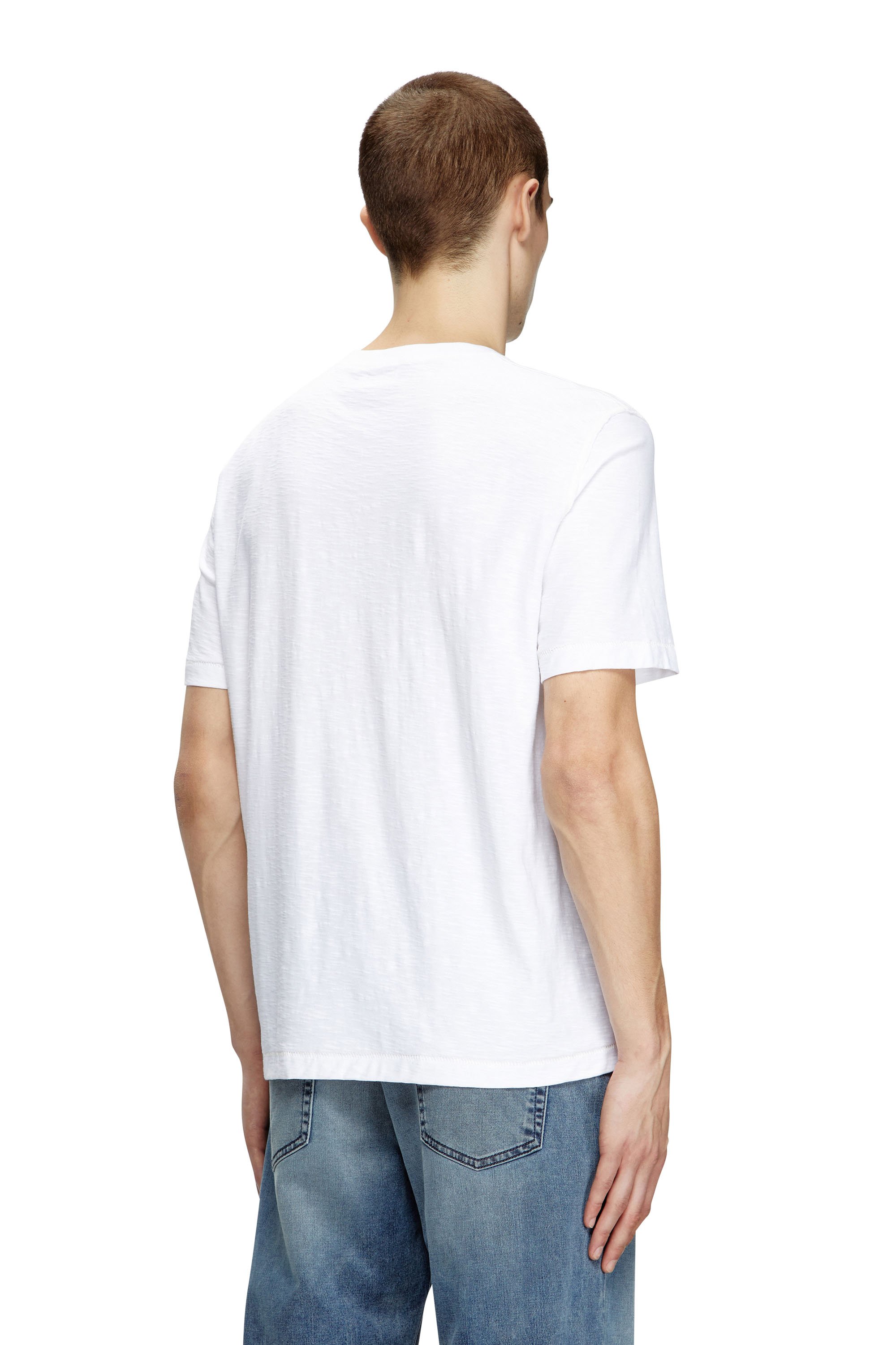 Diesel - T-ADJUST-R11, T-shirt en coton flammé avec logo floqué Homme in Blanc - 4