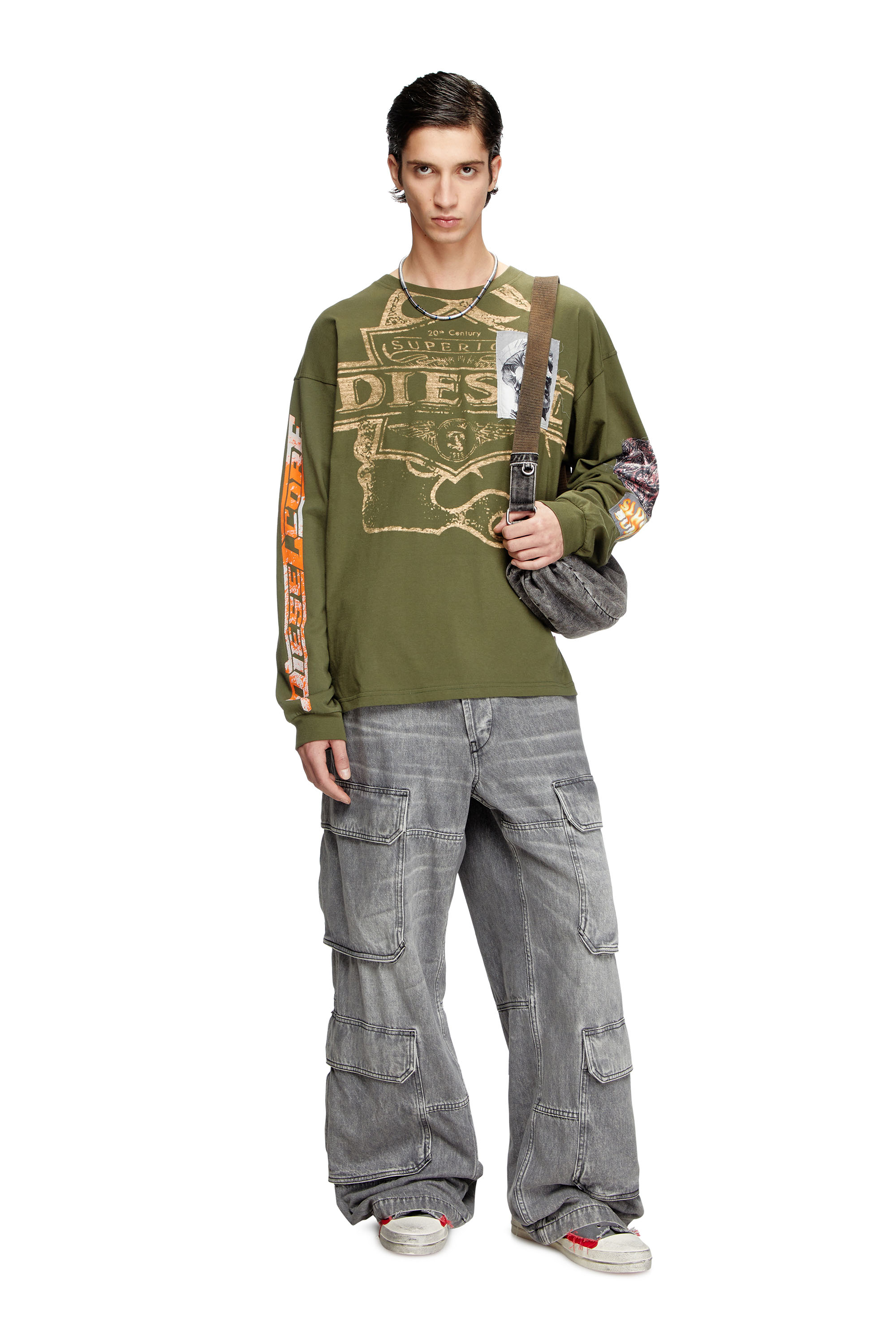 Diesel - T-BOXT-LS-SLITS-R5, Man's Long-sleeve T-shirt with graphic patches in null - 2