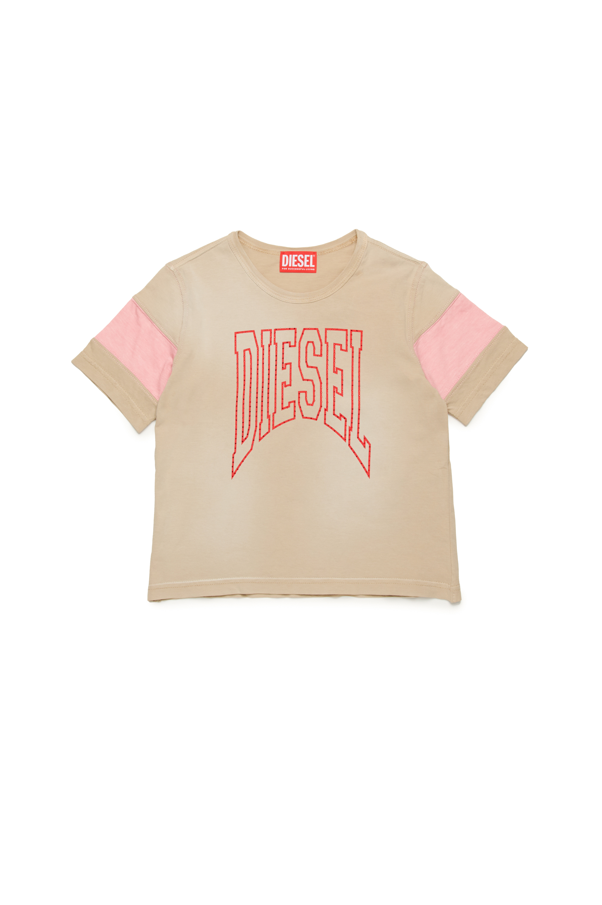 Diesel - TUNCUSL, T-shirt avec logo contour en cristal Femme in Marron - 1