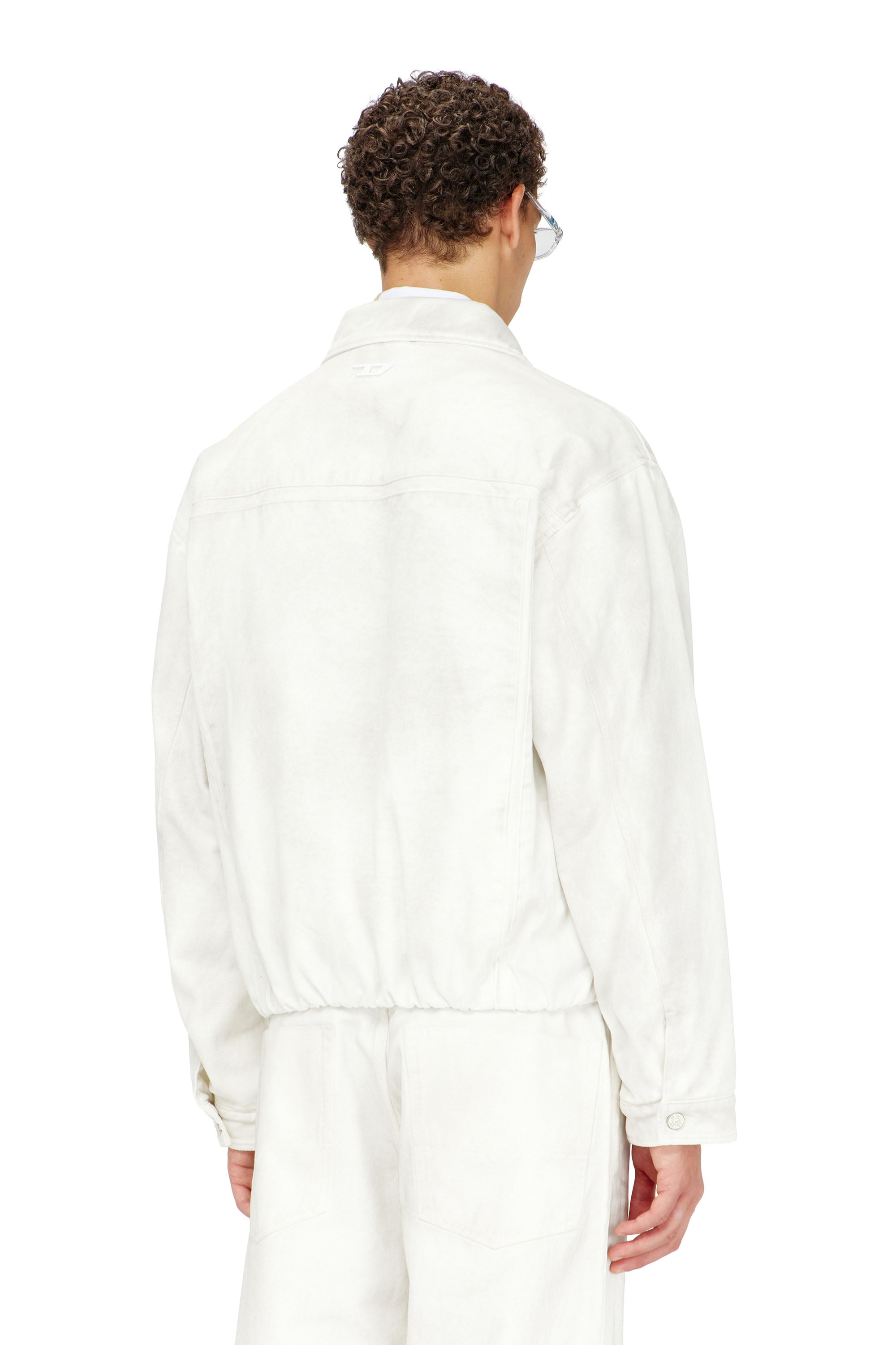 Diesel - D-MORVI-FSJ1, Man's Elasticated trucker jacket in denim in White - 4
