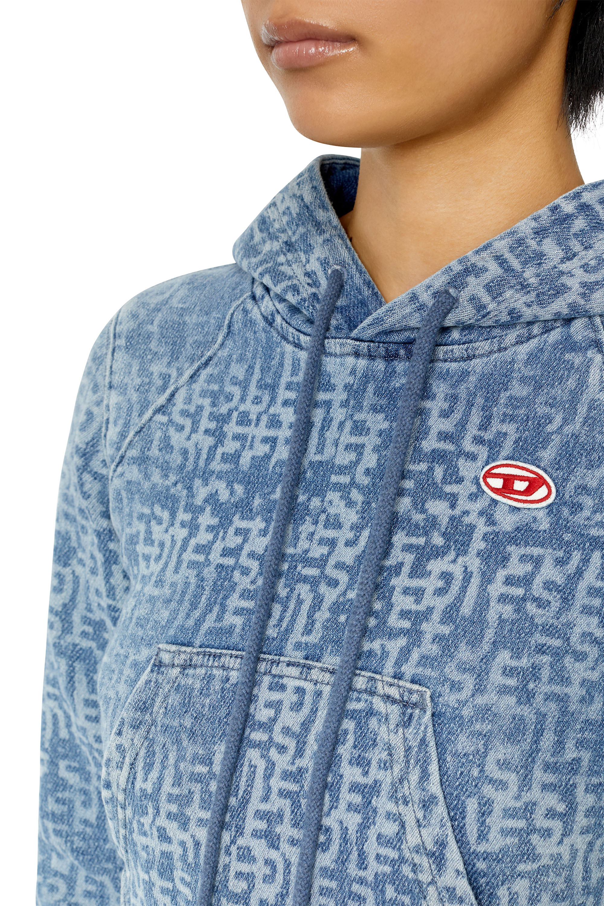 Diesel - D-ANGY TRACK DENIM HOODIE, Bleu Clair - Image 5