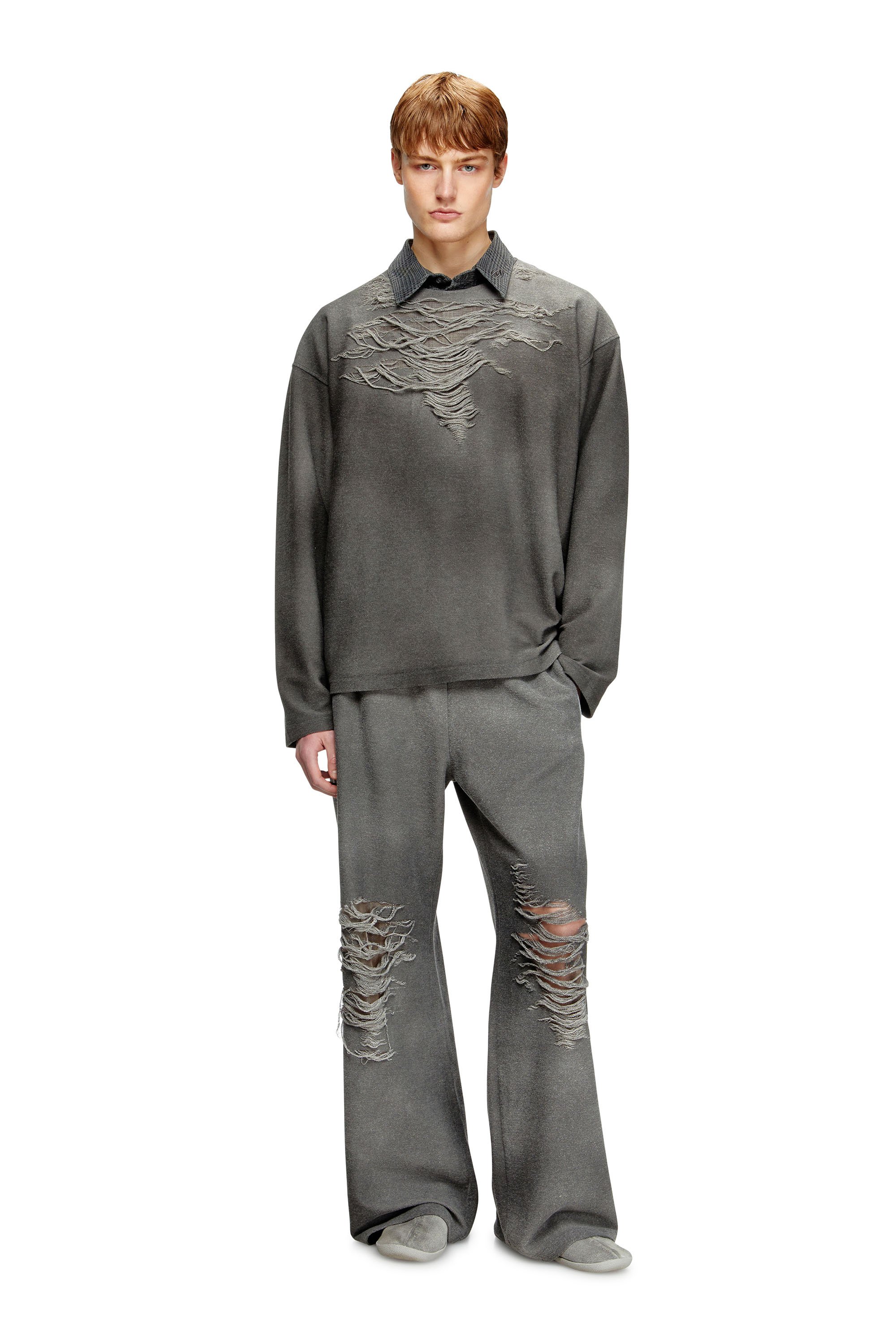 Diesel - P-PERCY, Pantalon de survêtement avec effet vieilli à l'avant Homme in Gris - 1