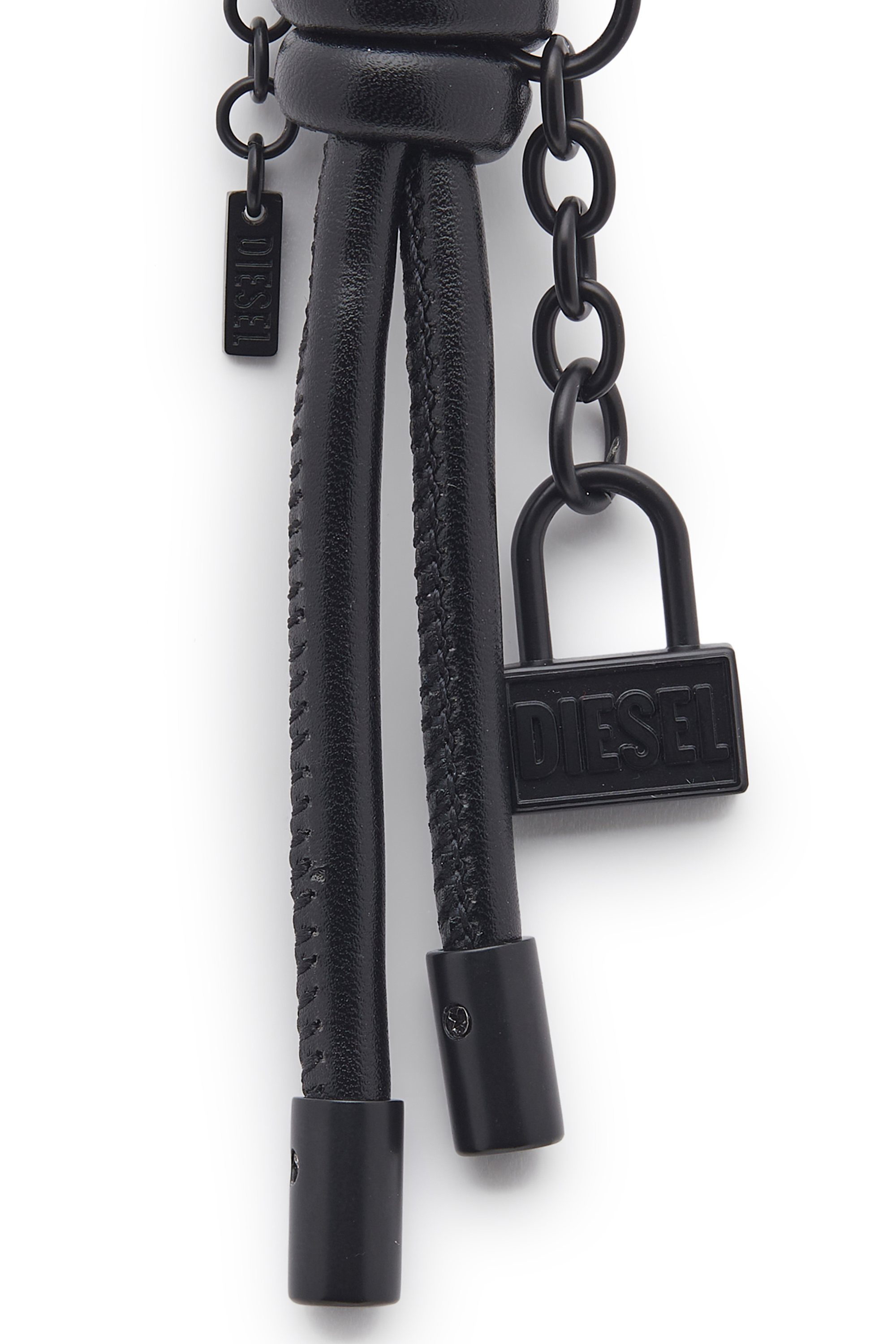 Diesel - CHARM-LOCK II, Porte-cl&eacute;s/pendentif en m&eacute;tal avec d&eacute;tail cadenas Diesel Homme in Noir - 3