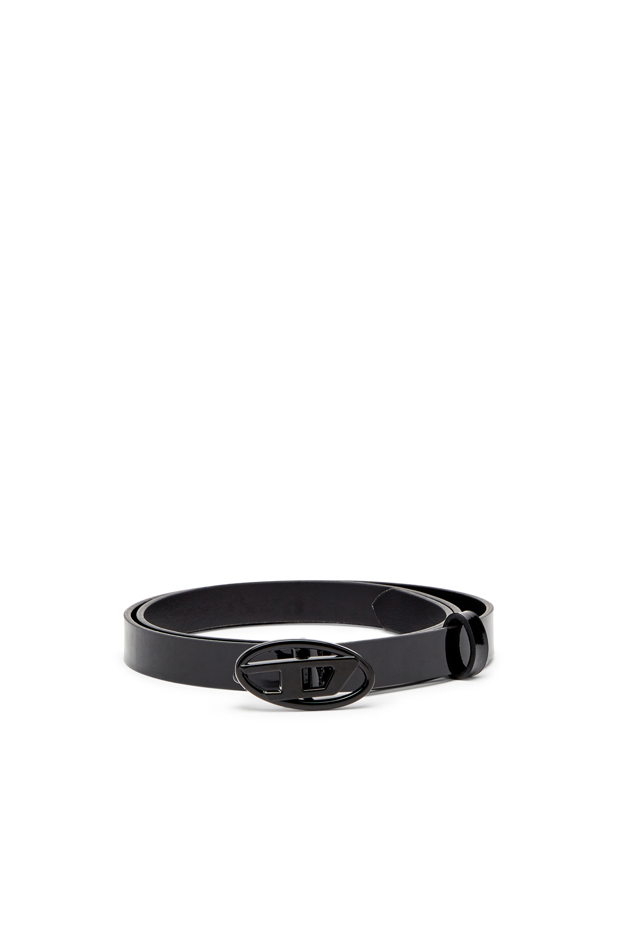 Diesel - B-PLAY 15, Slim belt in glossy leather Femme in Noir - 1