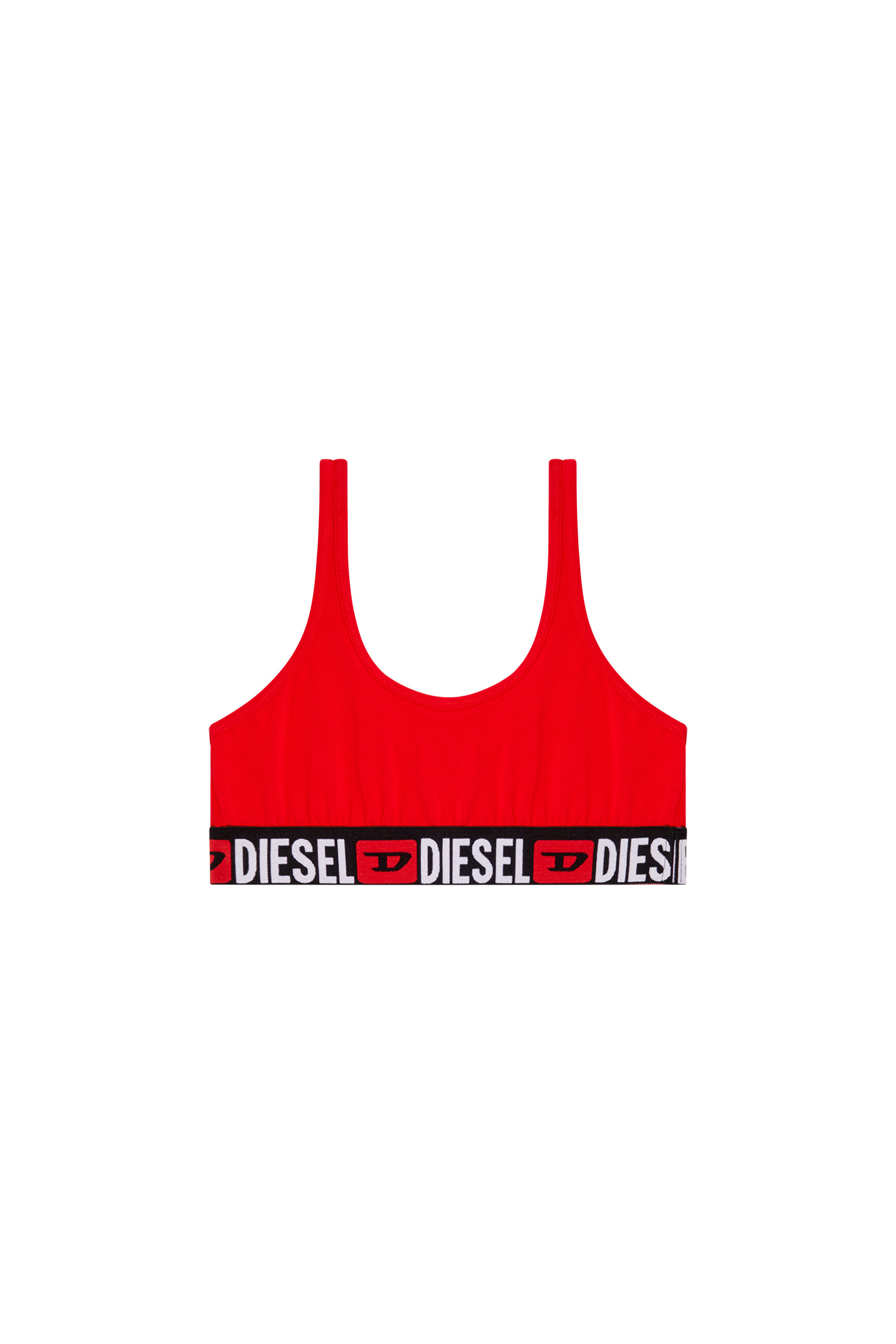 Diesel - UFSB-ORIBA, Brassière côtelée avec bande à logo Femme in Rouge - 4