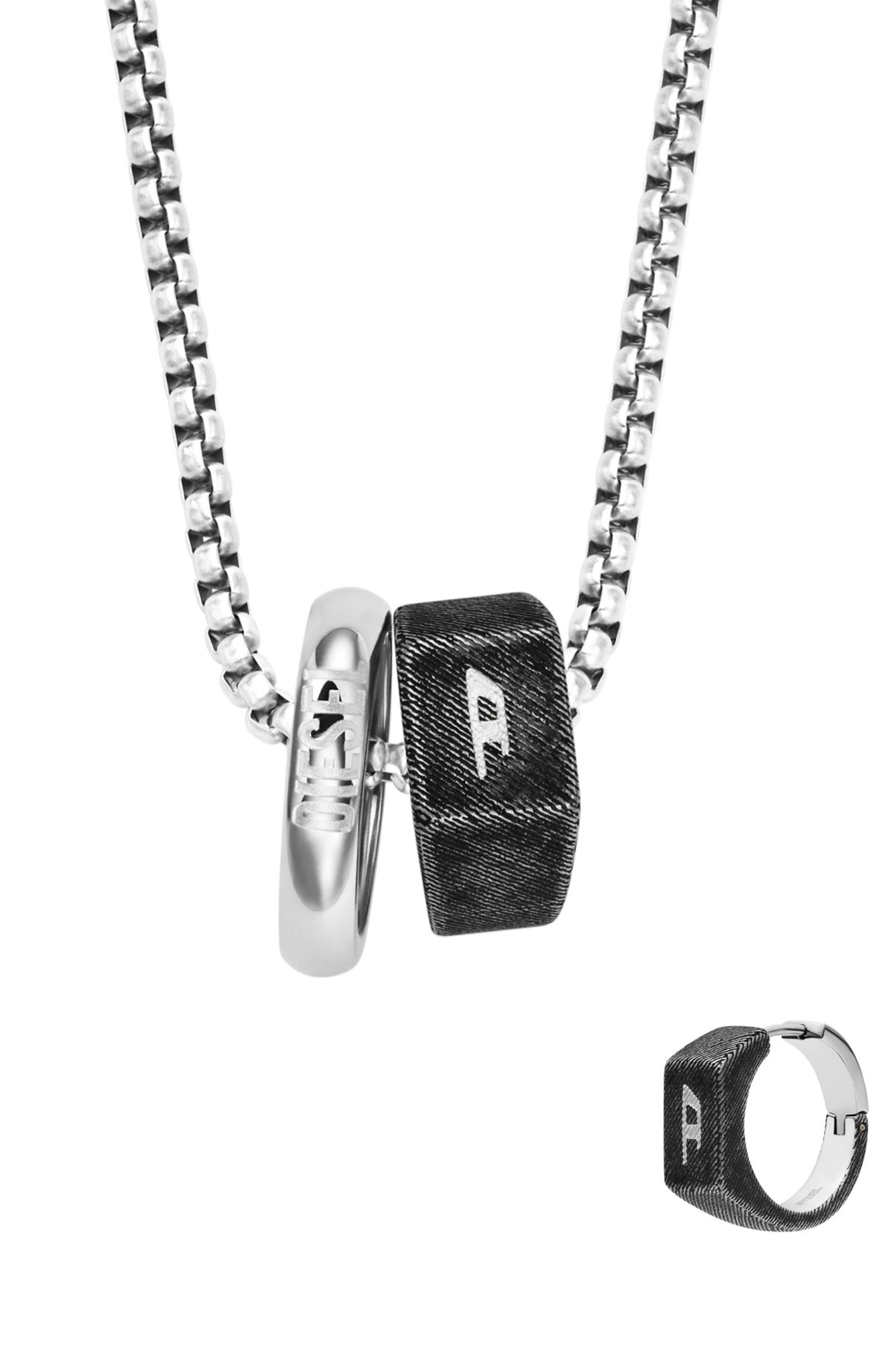 Diesel - DX1654SET JEWELLERY, Ensemble collier et boucles d'oreilles en acier inoxydable Mixte in Gris argenté - 2