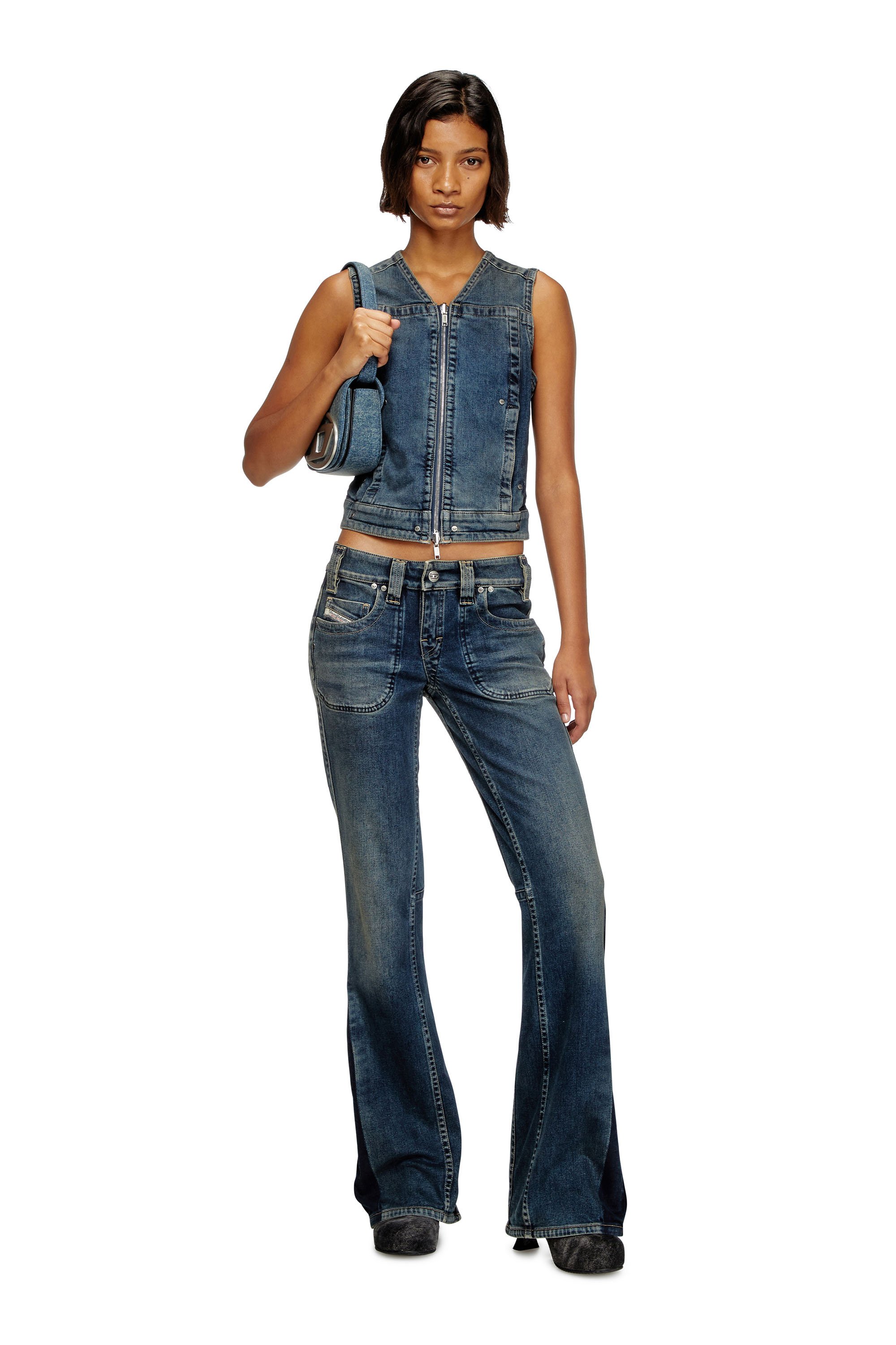 Diesel - DE-PROOF-RE, Top zippé en denim Rehab Femme in Bleu - 3