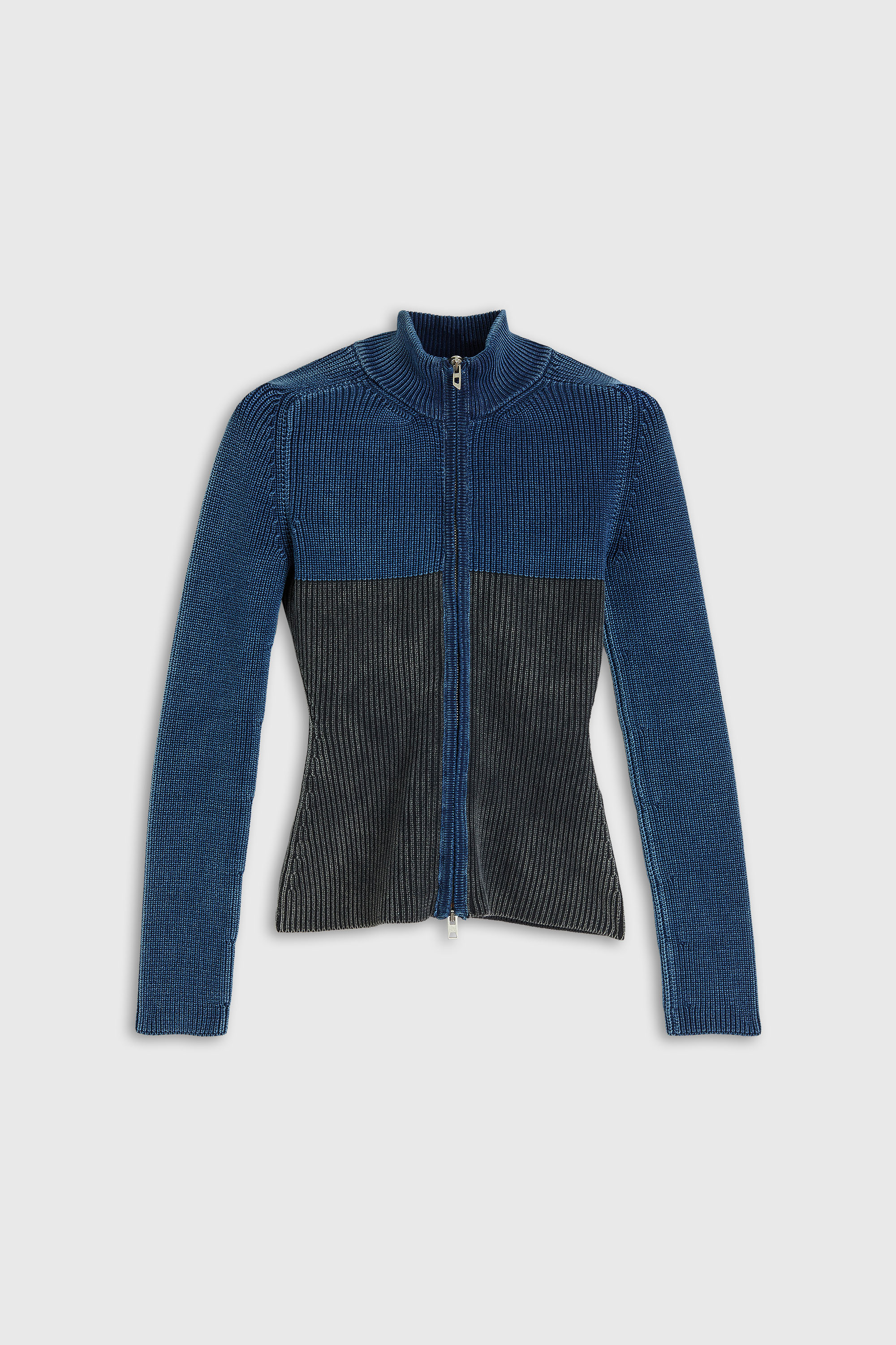 Diesel - M-HERMOSITA, Cardigan zipp&eacute; effet denim bicolore Femme in Polychrome - 1