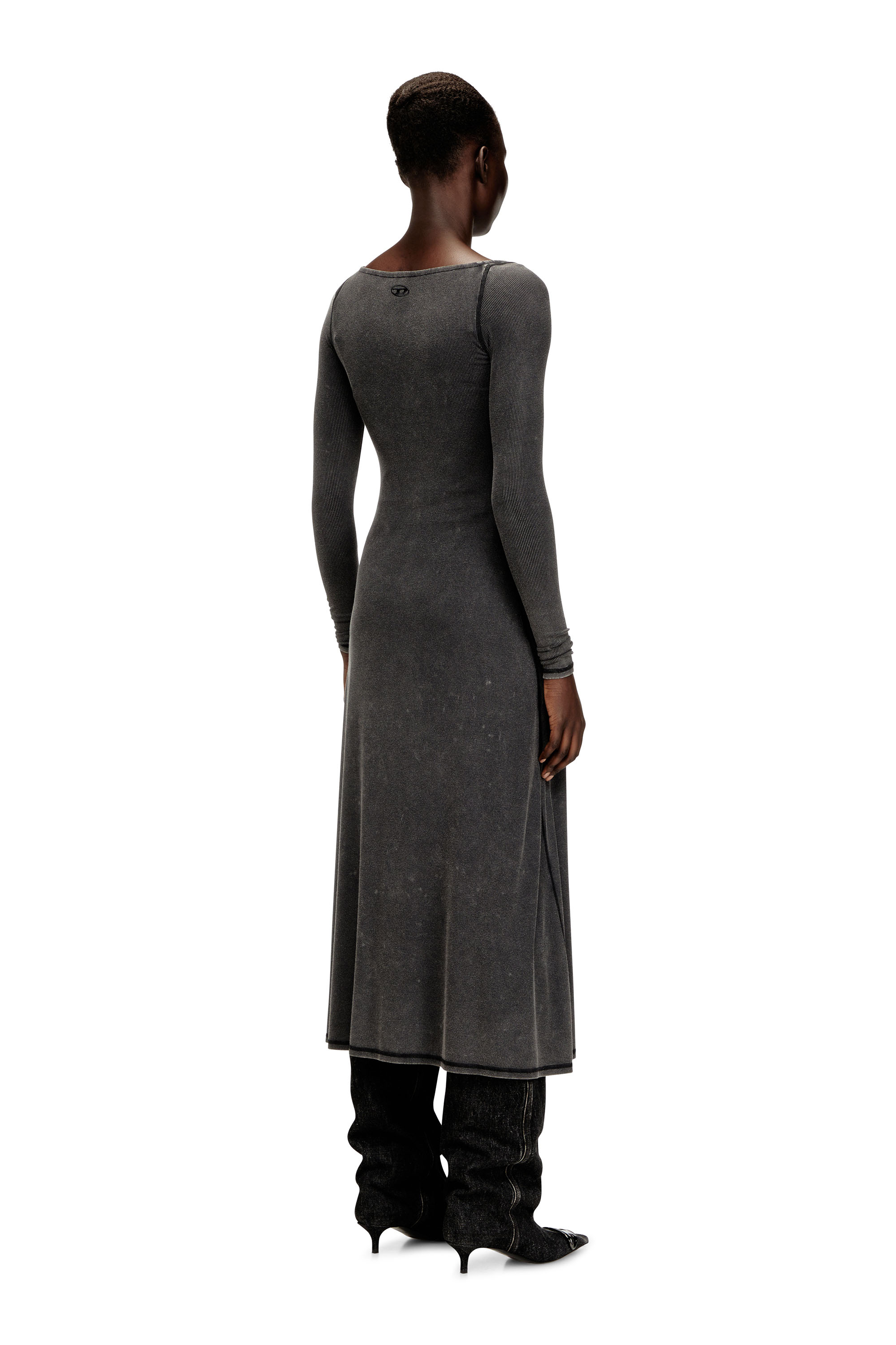 Diesel - D-LEY, Robe mi-longue en jersey côtelé délavé Femme in ToBeDefined - 4