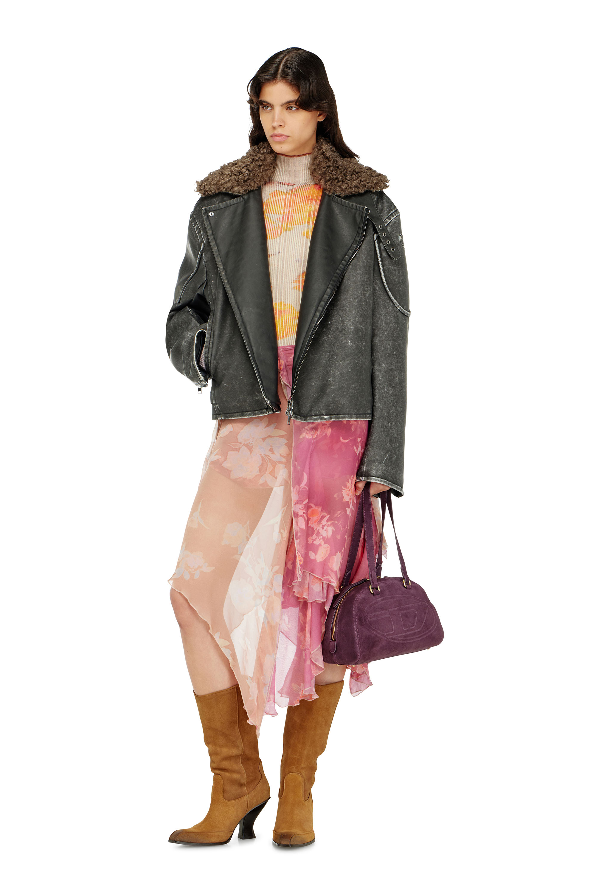 Diesel - M-IORIA, Haut &agrave; col roul&eacute; en laine c&ocirc;tel&eacute;e &agrave; motif floral Femme in ToBeDefined - 2