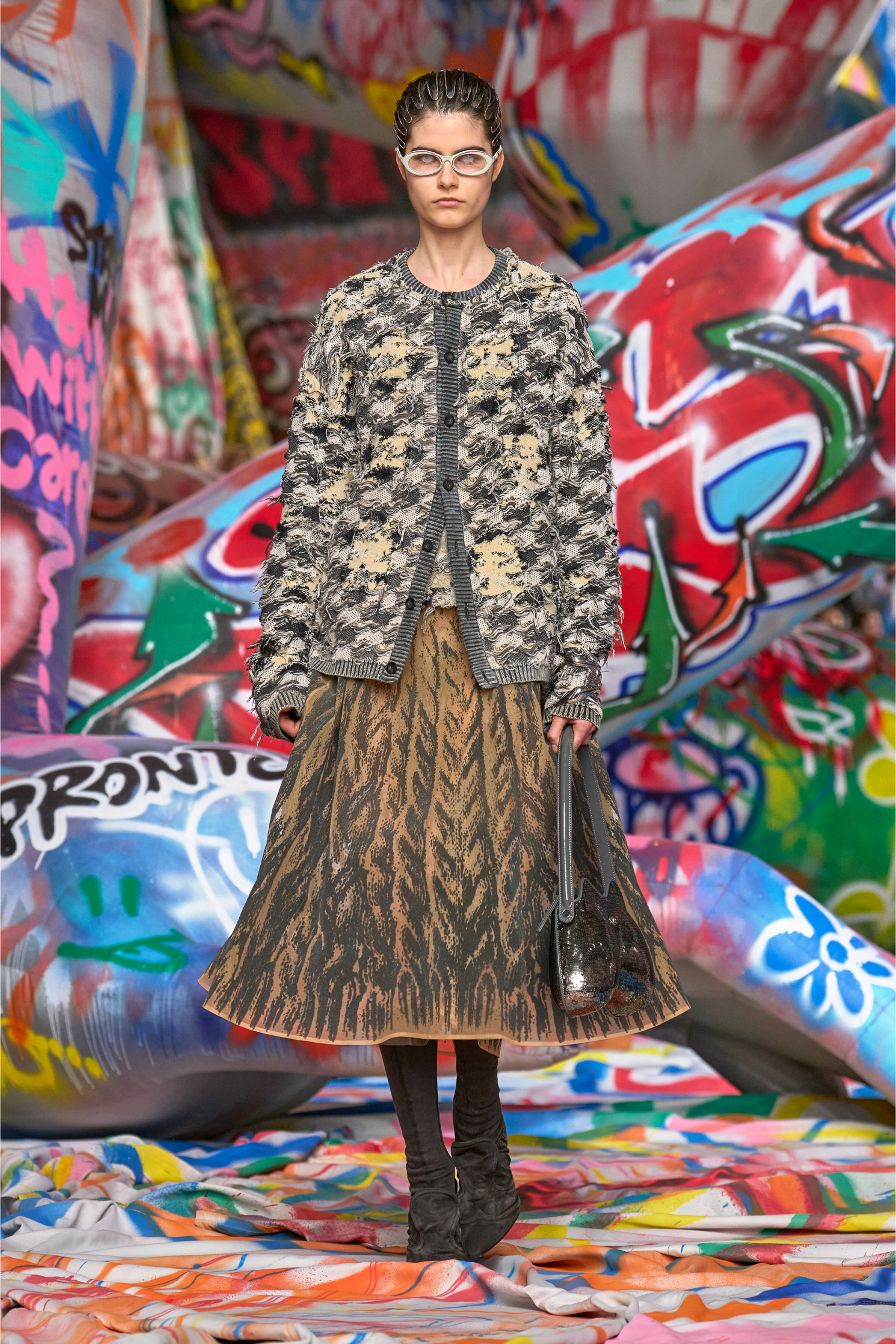 Diesel - K-VALBOR, Gilet en jacquard pied-de-poule dévoré Homme in Polychrome - 3