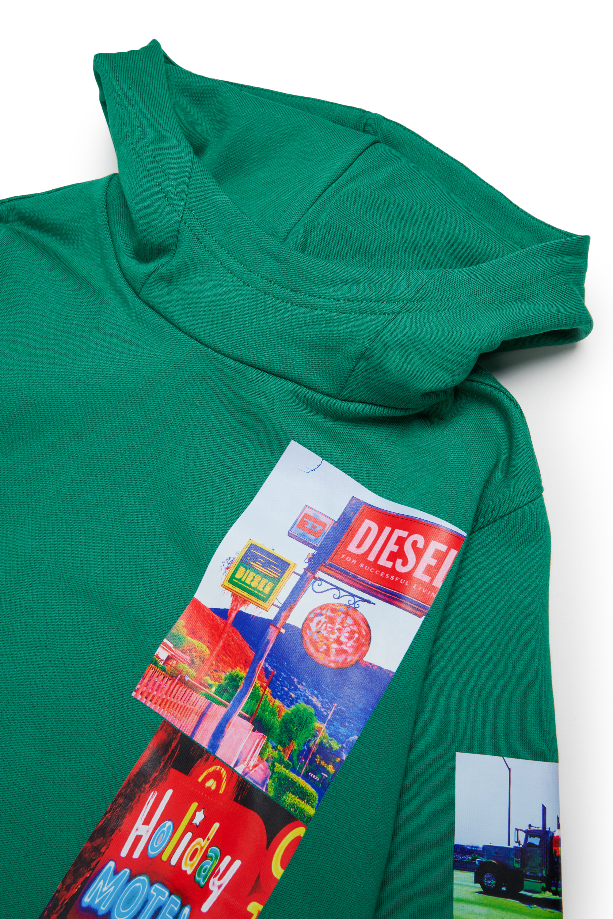 Diesel - SFORMY OVER, Sweat &agrave; capuche avec photo prints Homme in Vert - 3