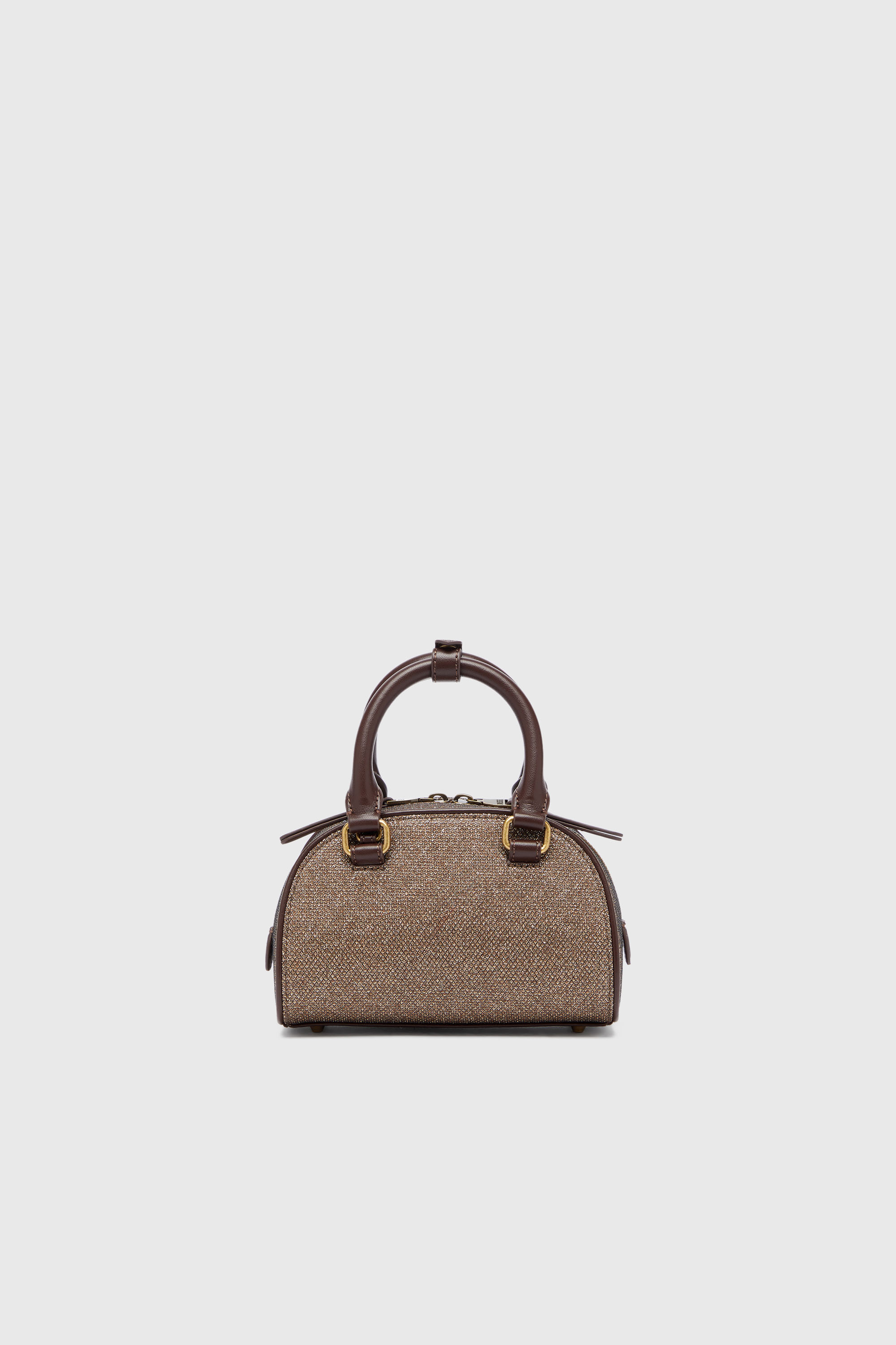 Diesel - 1DR DOME CROSSBODY, 1DR Dome - Petit sac bowling en tissu Lurex Femme in Marron - 2