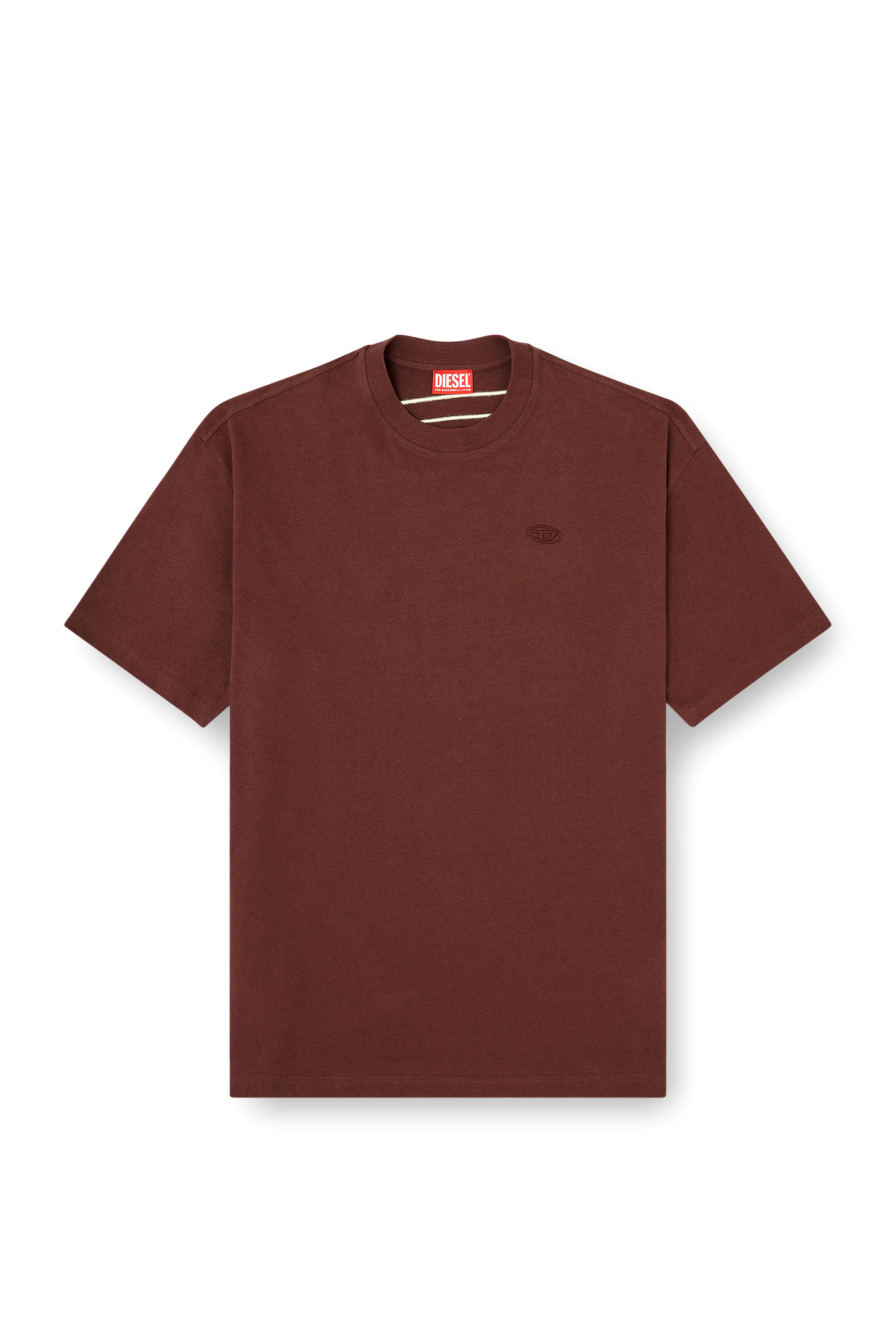 Diesel - T-BOGGY-MEGOVAL-D, T-shirt avec maxi oval D brodé Homme in Marron - 2