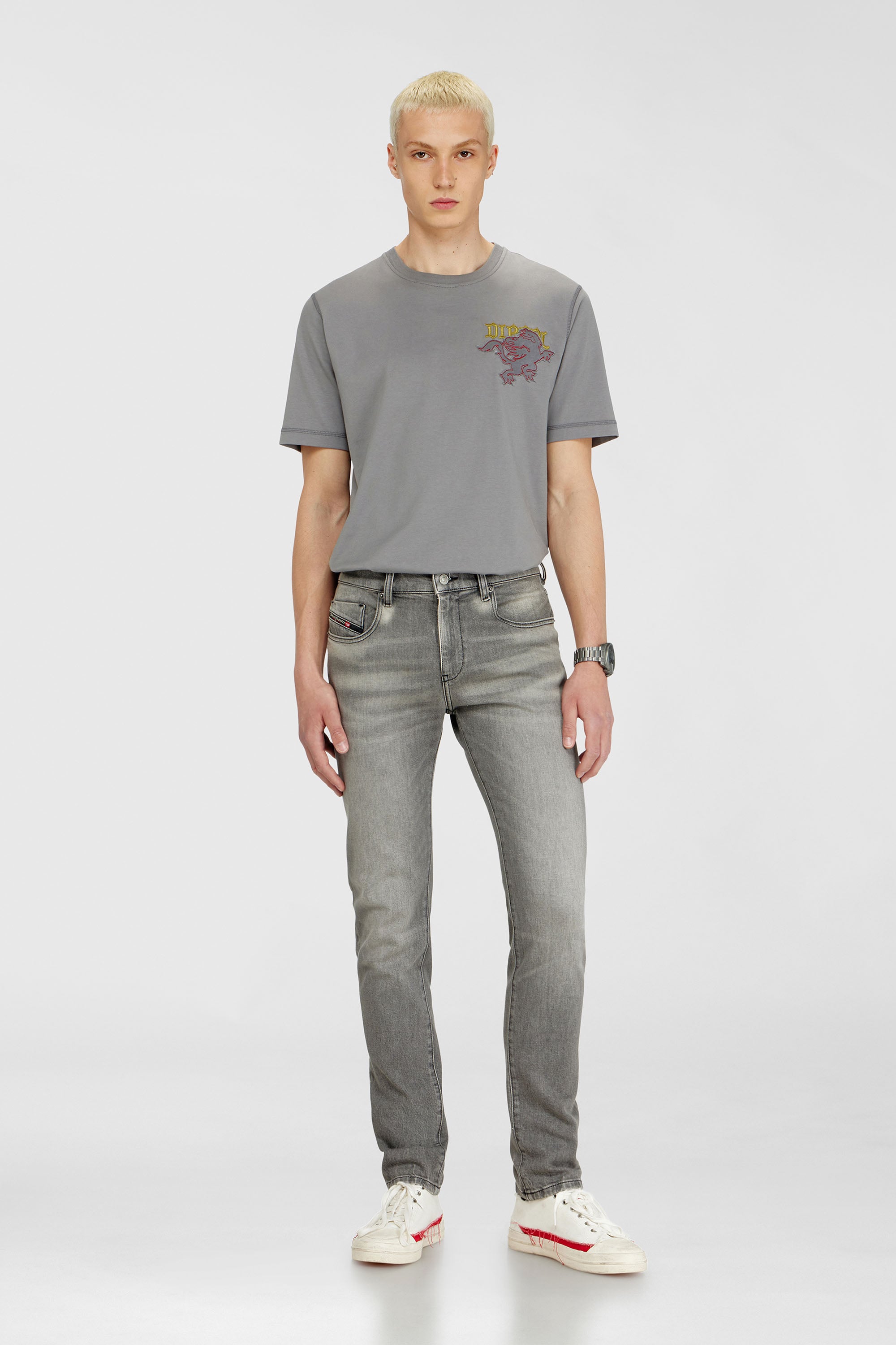 Diesel - Slim Jeans 2019 D-Strukt 0KBBL Homme, Gris Clair - Image 1
