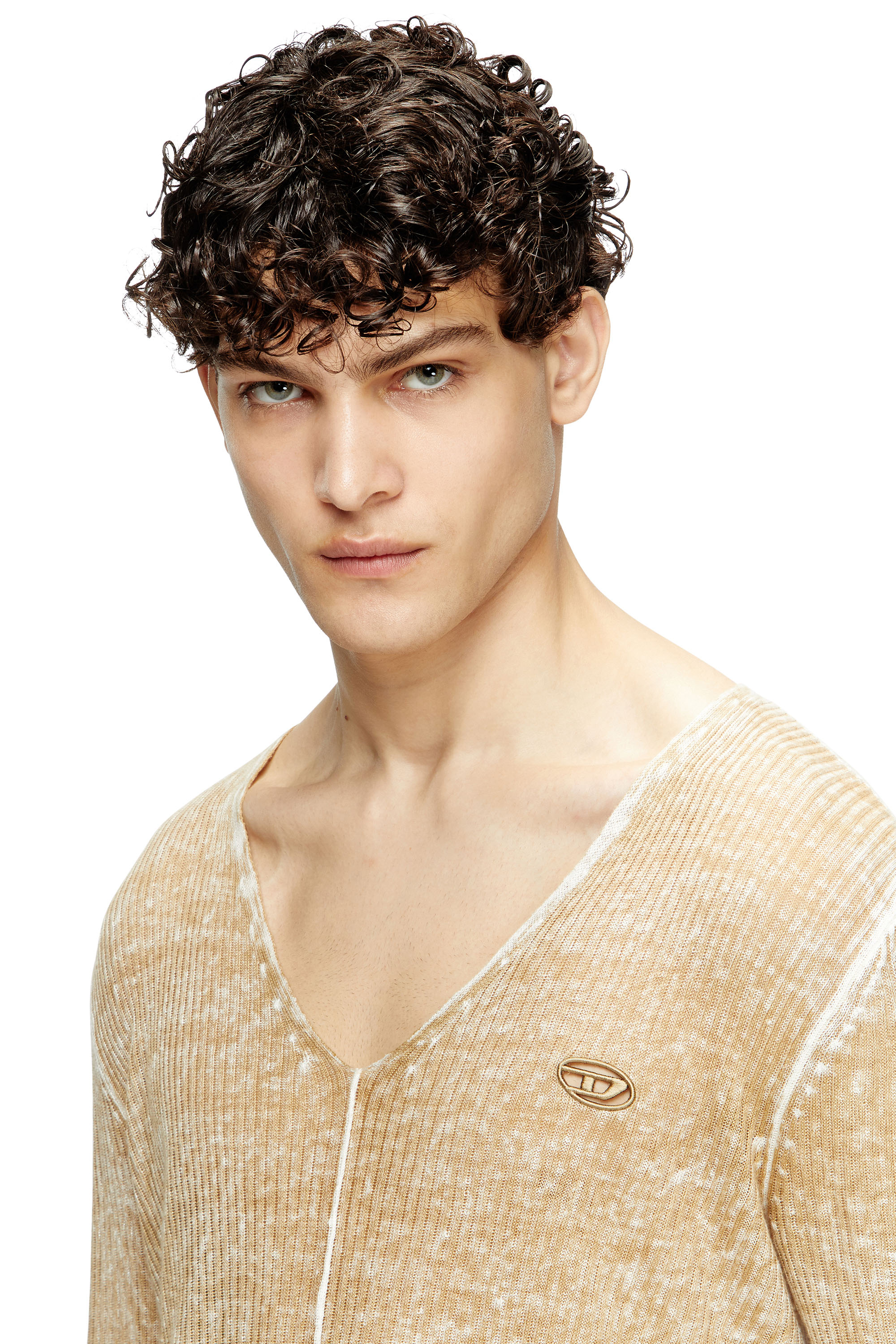 Diesel - K-ROBBEL, Pull à imprimé intérieur avec détail contrasté Homme in Beige - 5