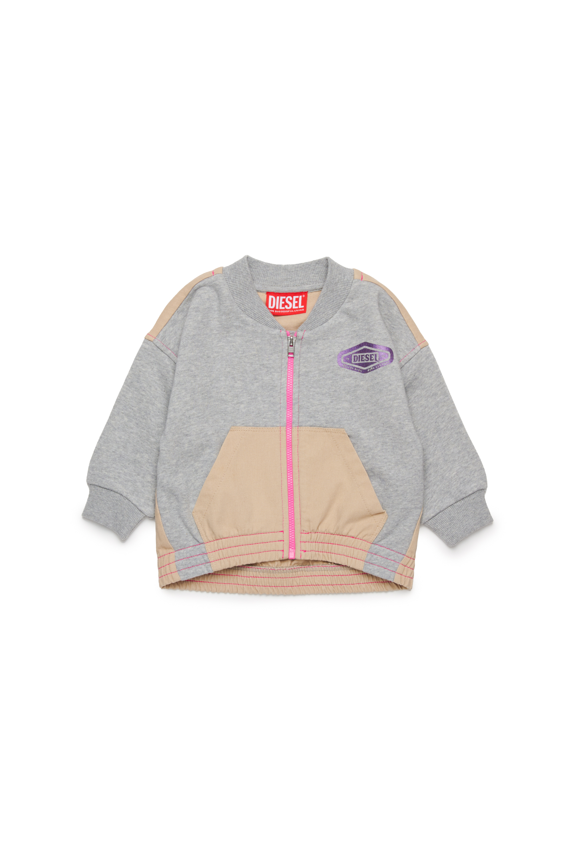 Diesel - SPERUB, Sweat-shirt de style bomber avec un m&eacute;lange de mati&egrave;res Femme in Gris - 1