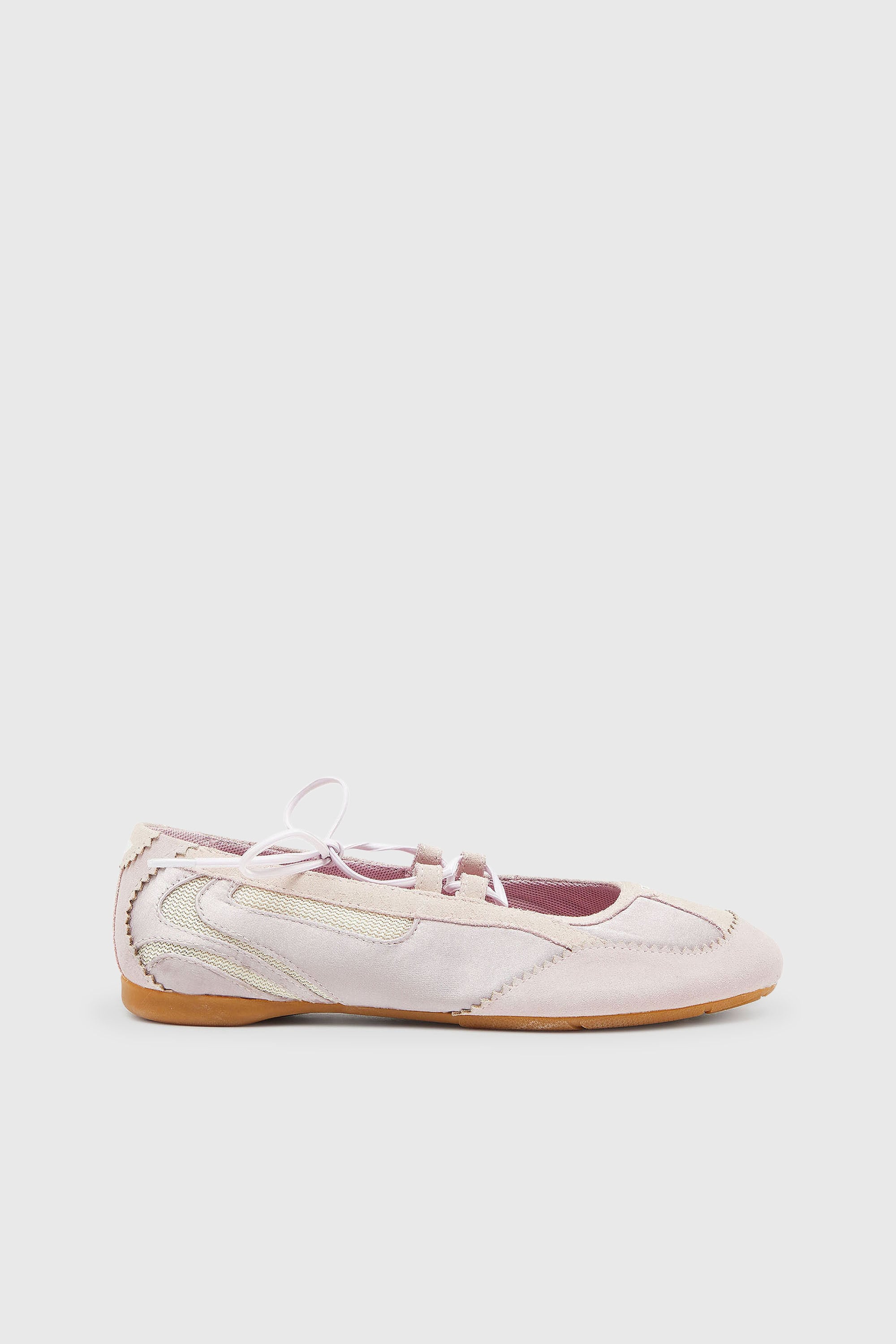 Diesel - D-MILE BALLERINA LACE UP II W, D-Mile - Ballerines &agrave; lacets en cuir et mesh Femme in Rose - 1