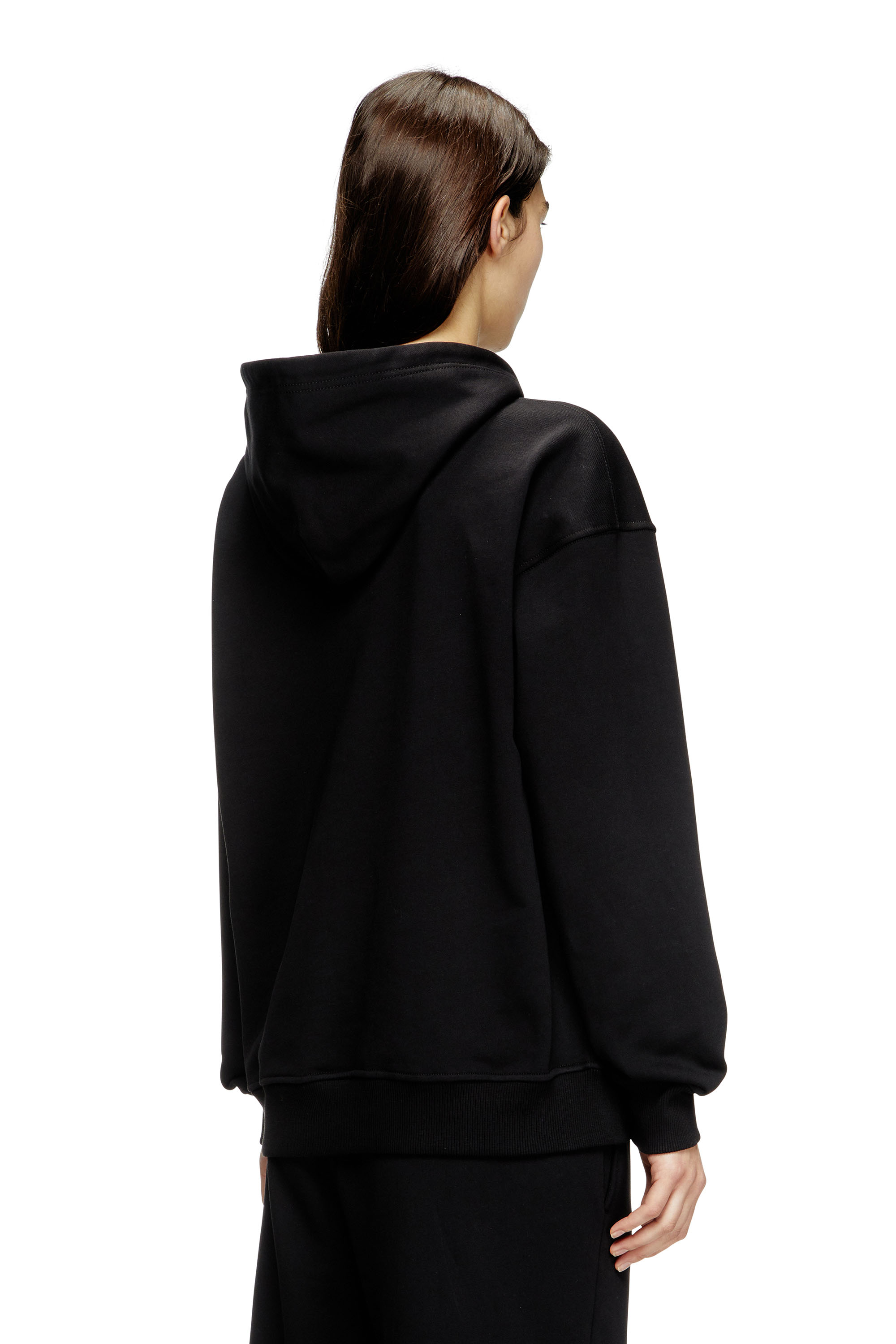 Diesel - F-BUXT-HOOD-OD, Sweat-shirt à capuche avec logo Oval D effet métal Femme in Noir - 4