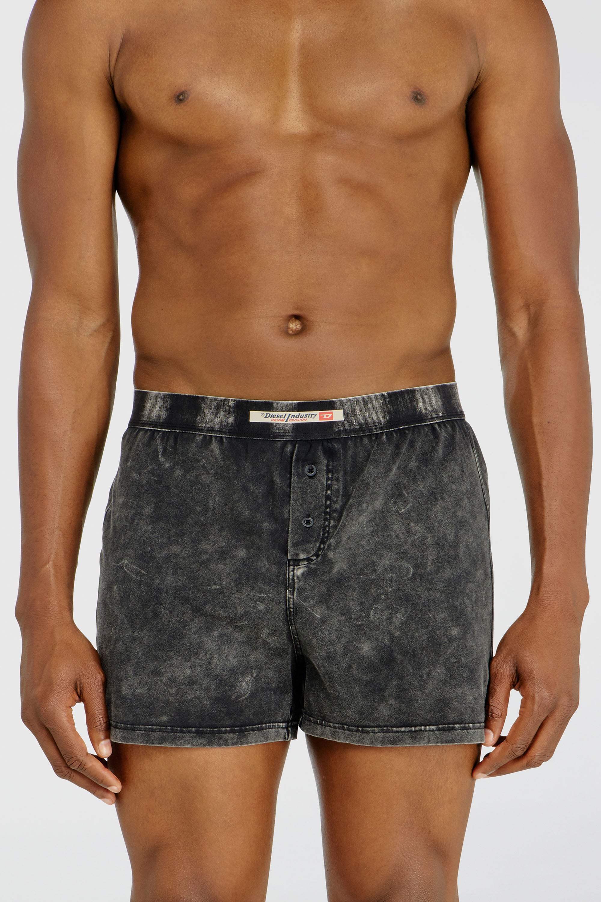 Diesel - STARPER-EL-DNM, Boxer en coton effet denim Homme in Gris - 1