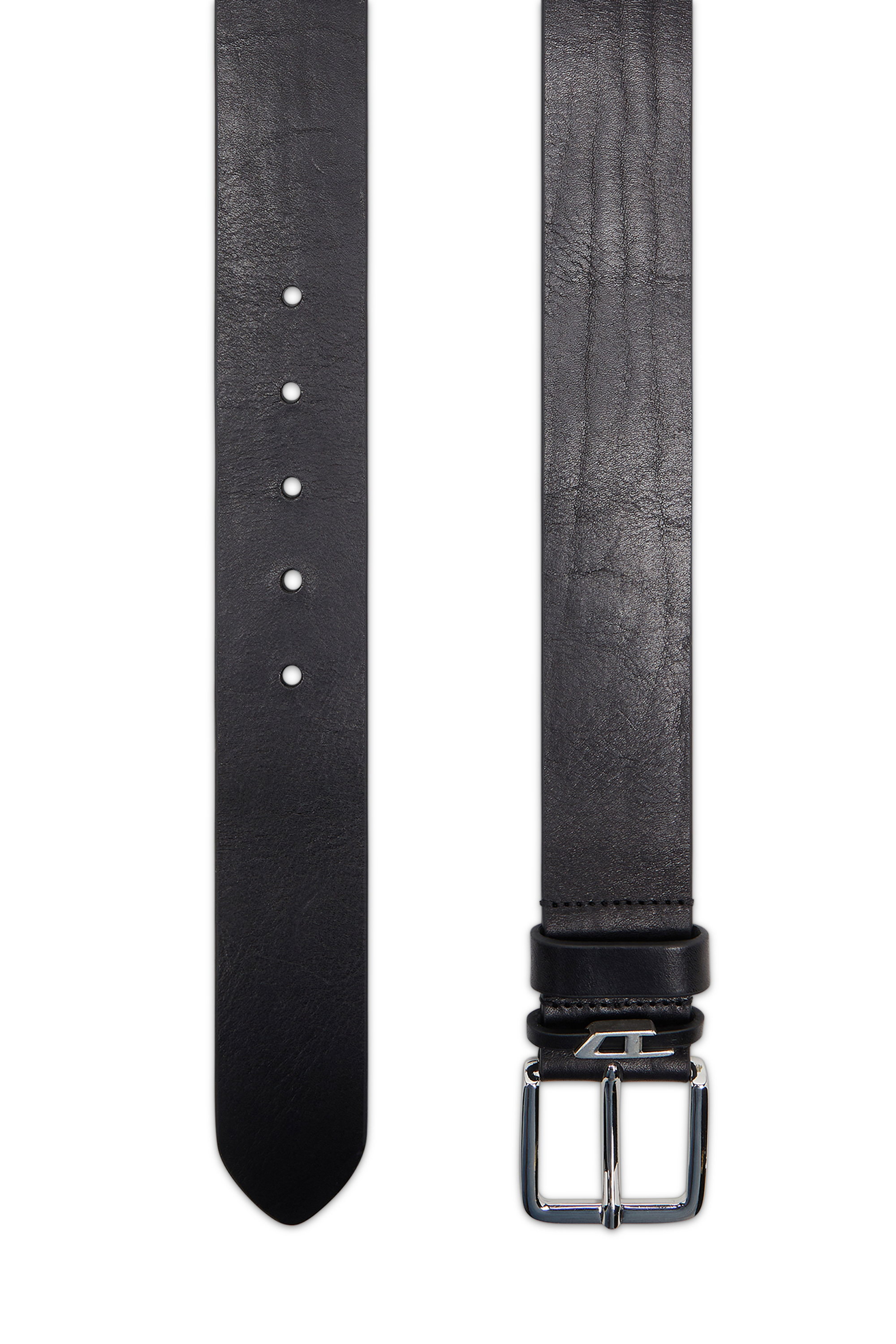 Diesel - B-D LOOP, 4 cm ceinture en cuir froiss&eacute; Homme in Noir - 2